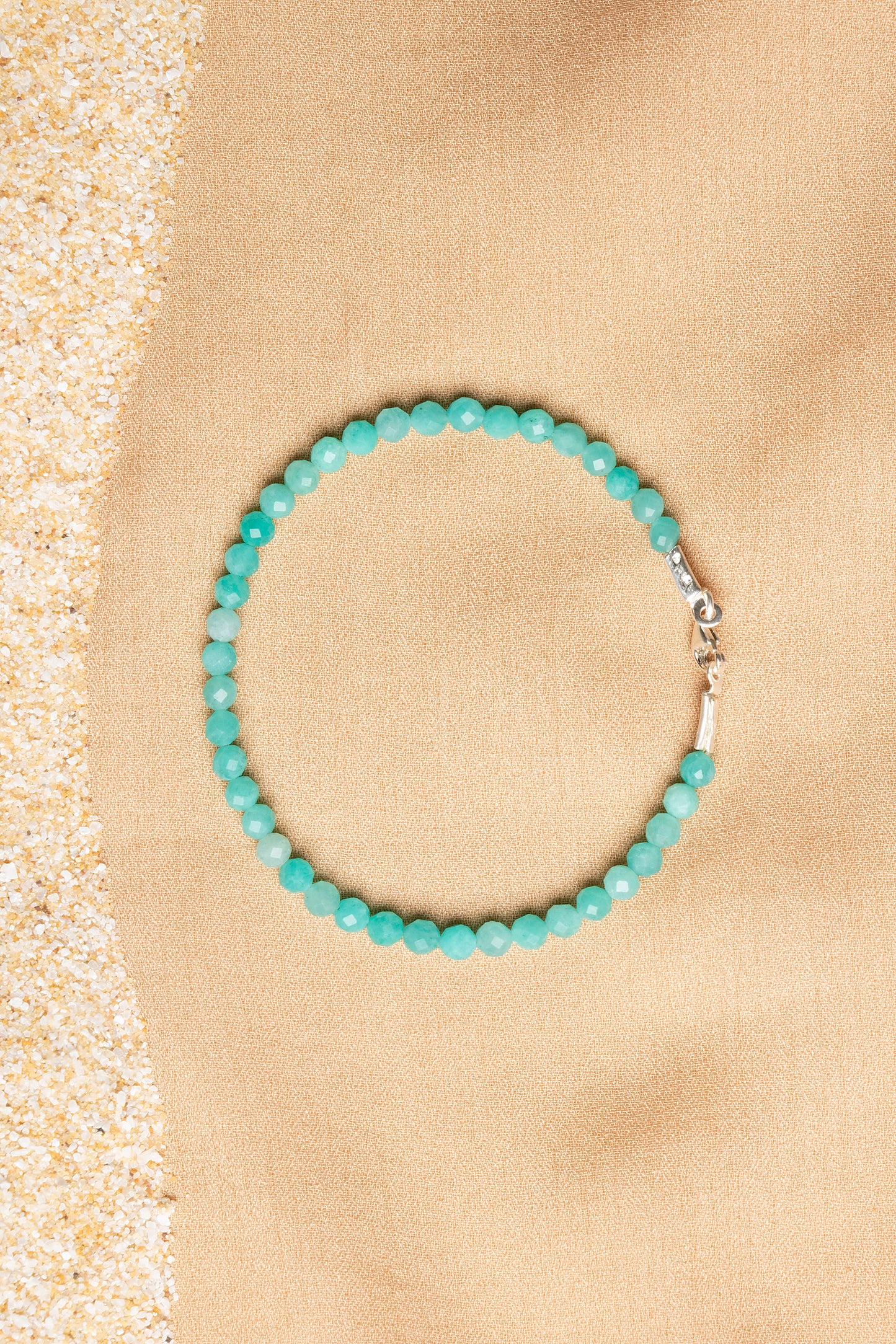 Amazonite Necklace and Bracelet Set with Silver Clasps 3-4 mm