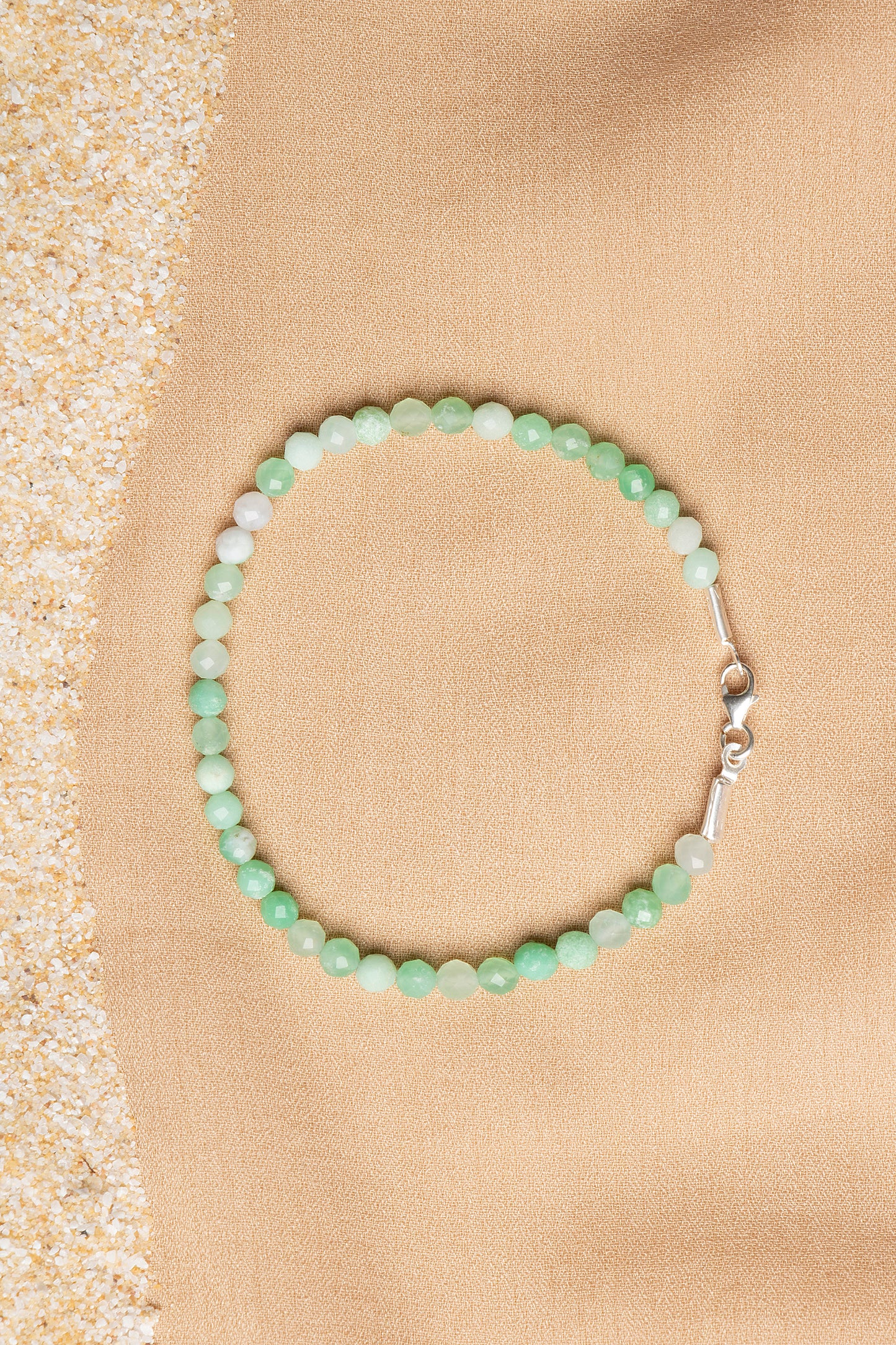 Chrysoprase Necklace and Bracelet Set with Silver Clasps 3-4 mm