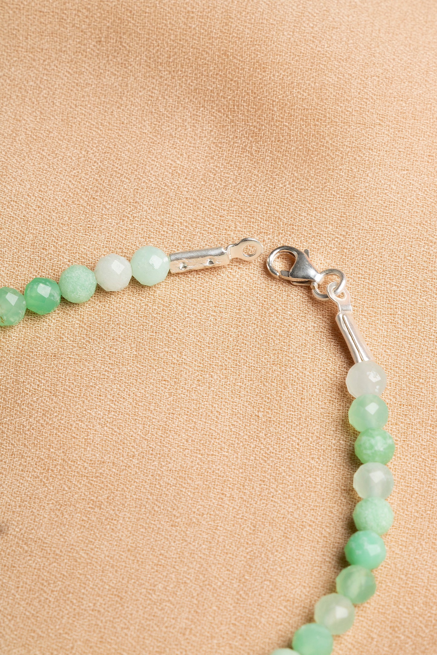Chrysoprase Necklace and Bracelet Set with Silver Clasps 3-4 mm