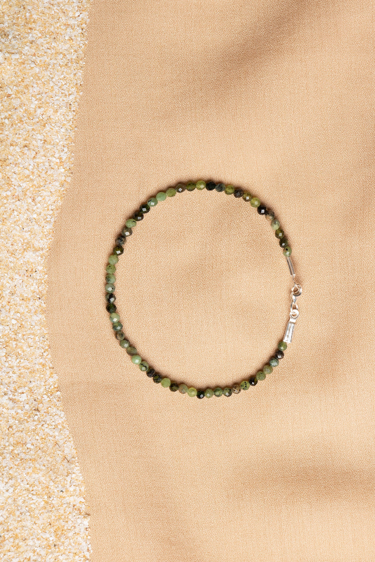 Jade Necklace and Bracelet Set with Silver Clasps 3-4 mm