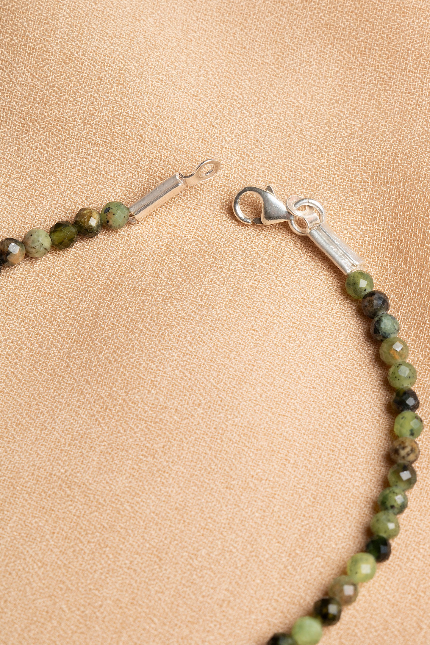 Jade Necklace and Bracelet Set with Silver Clasps 3-4 mm