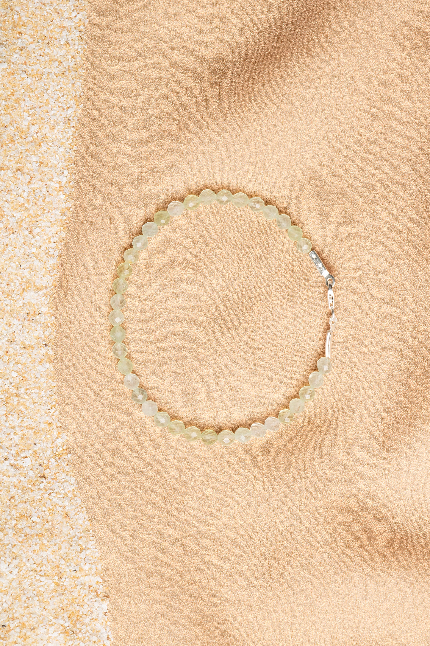 Prehnite Necklace and Bracelet Set with Silver Clasps 3-4 mm