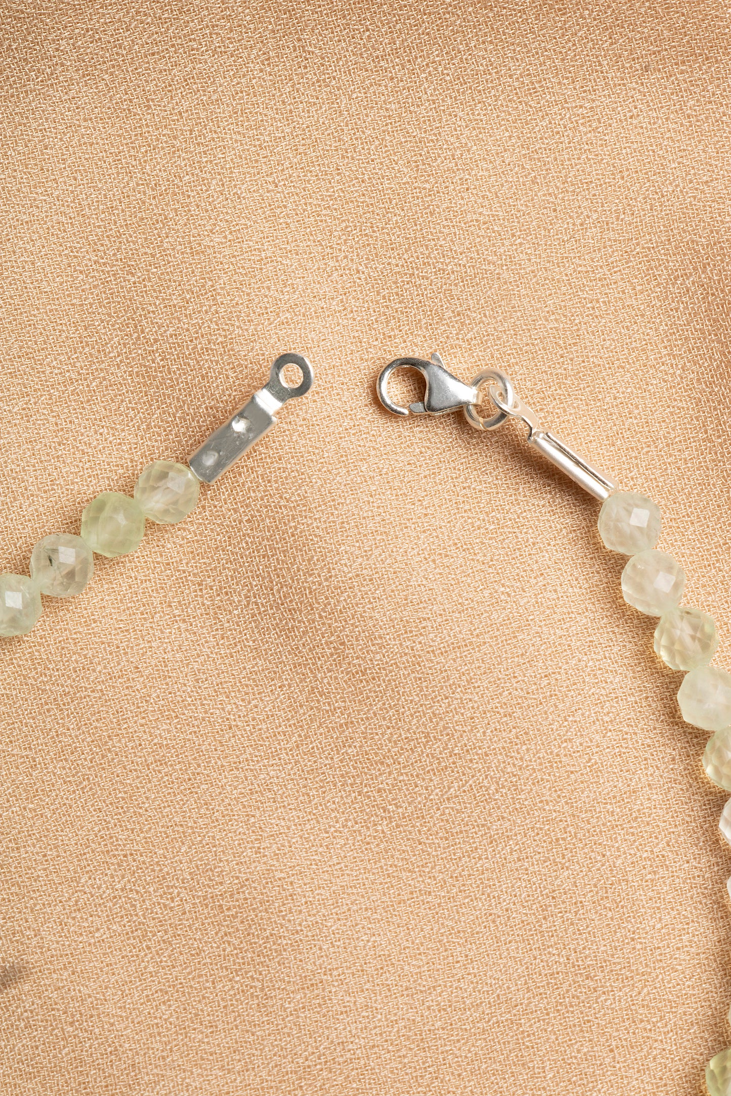 Prehnite Necklace and Bracelet Set with Silver Clasps 3-4 mm