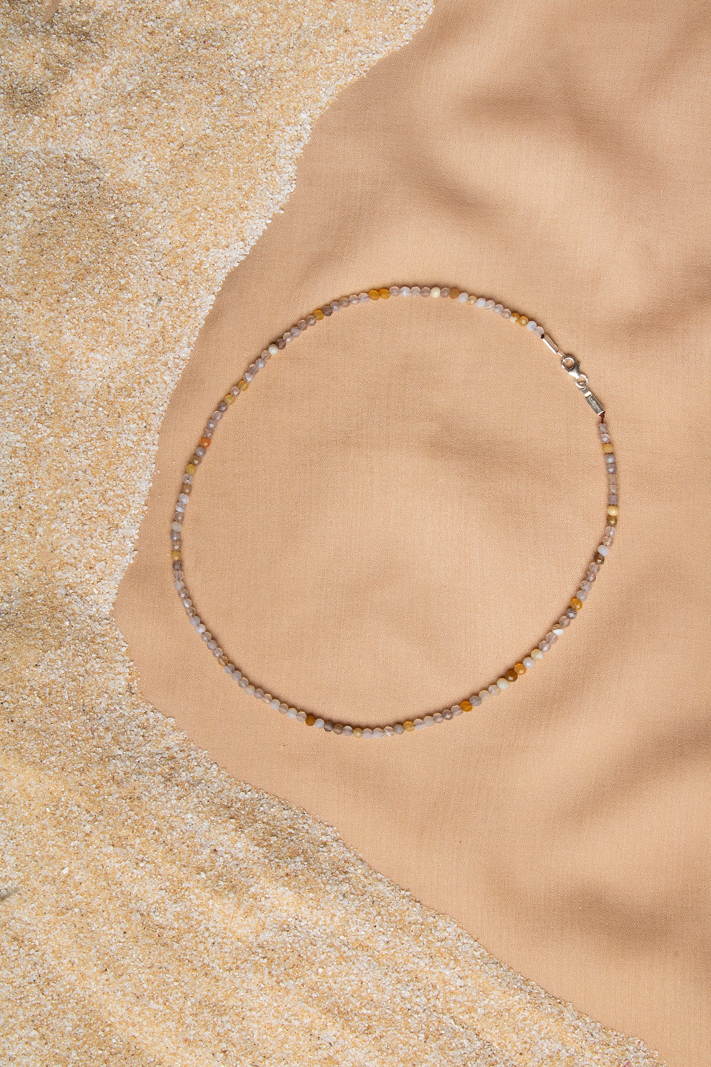 Agate Necklace and Bracelet Set with Silver Clasps 3-4 mm