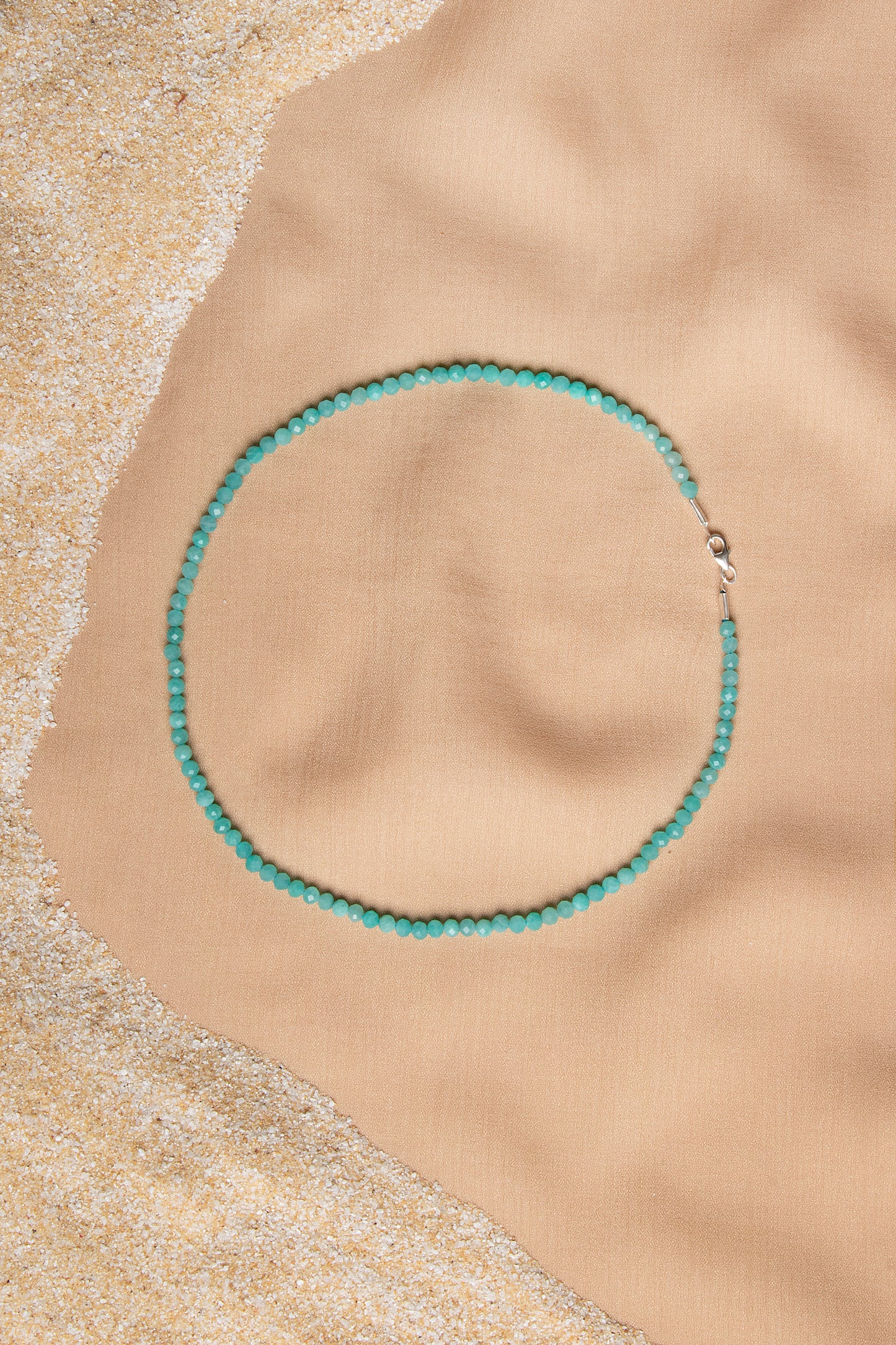 Amazonite Necklace and Bracelet Set with Silver Clasps 3-4 mm