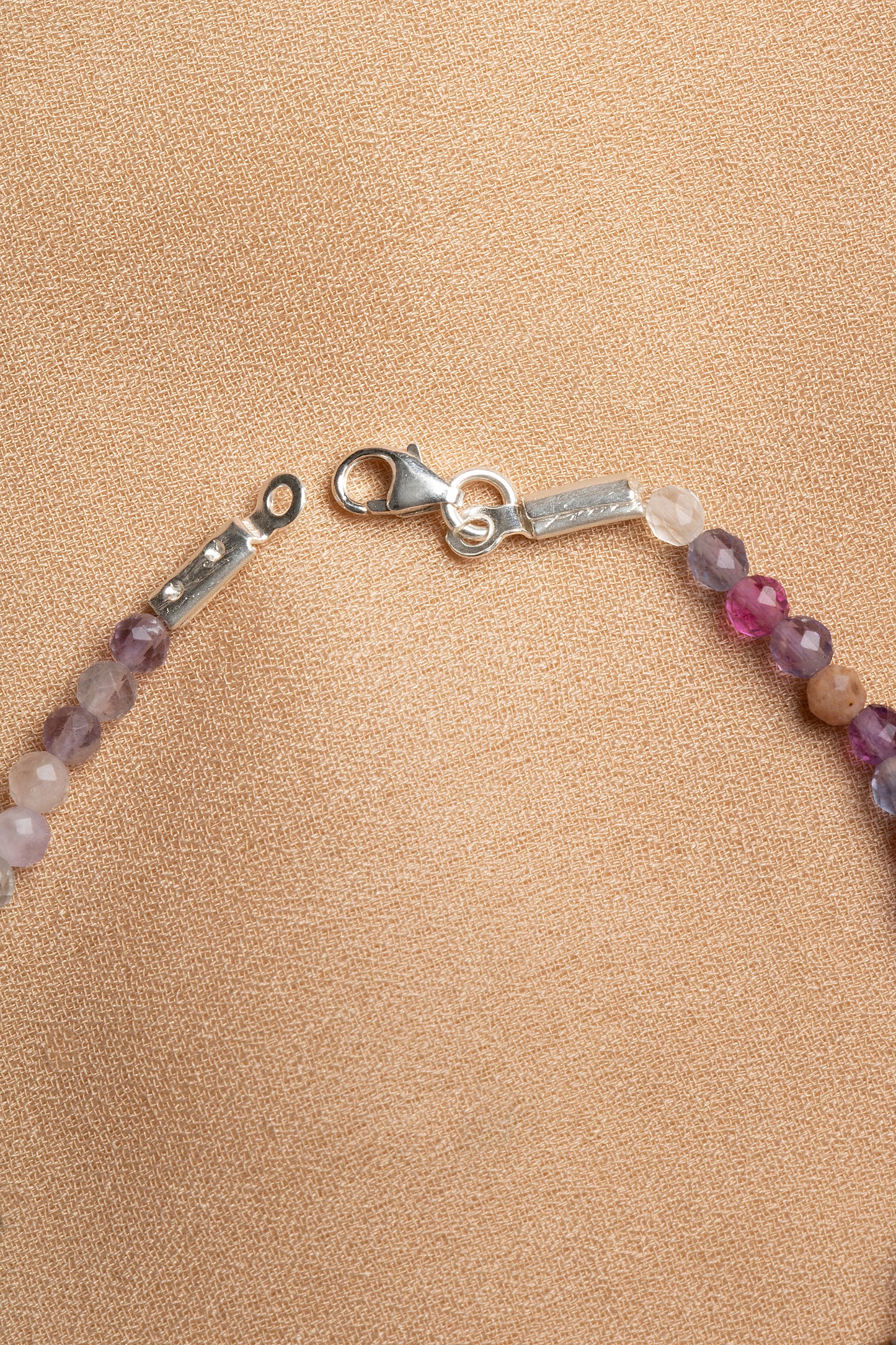 Multicolored Tourmaline Necklace and Bracelet Set with Silver Clasps 3-4 mm
