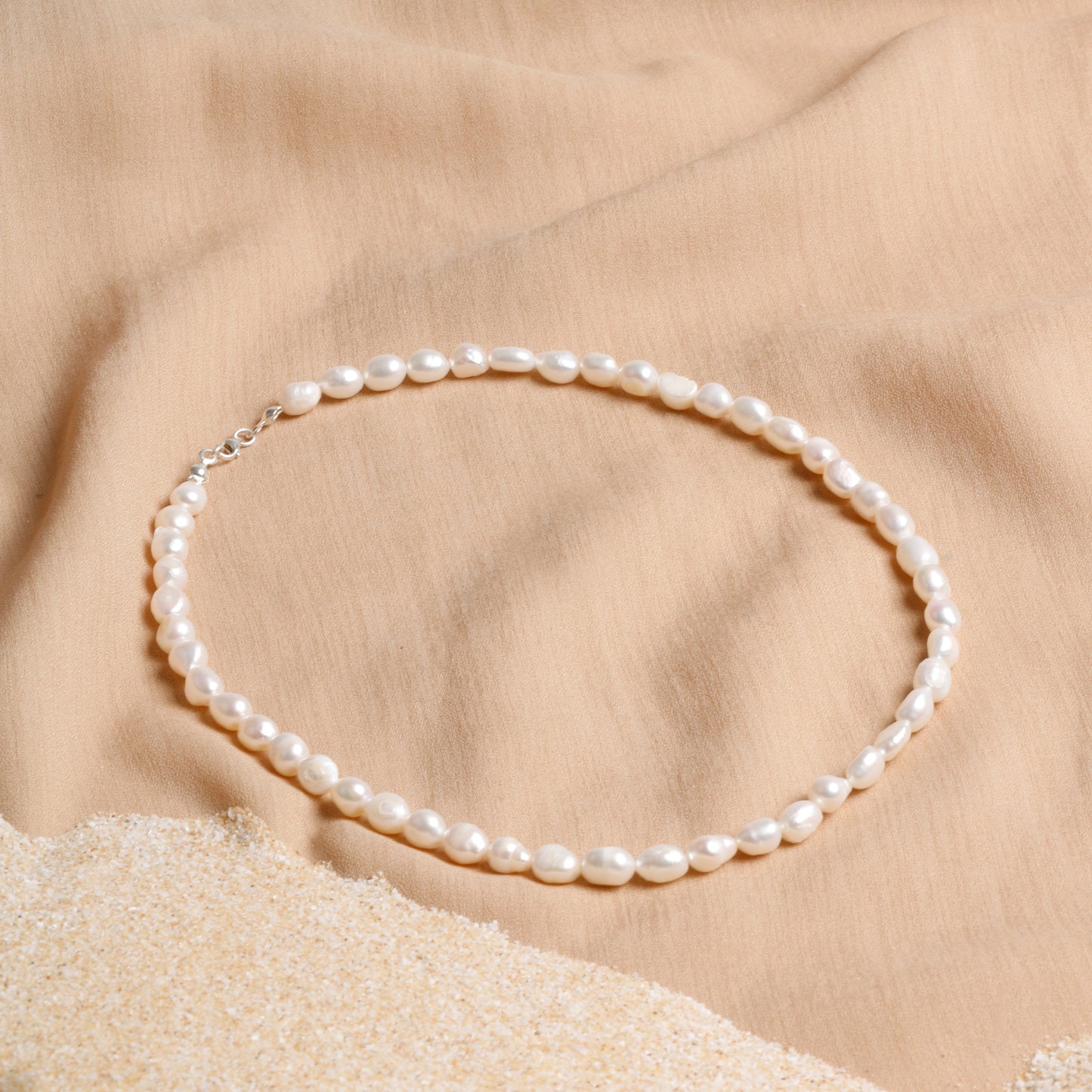 Certified Freshwater Pearl Necklace with Sterling Silver Clasp