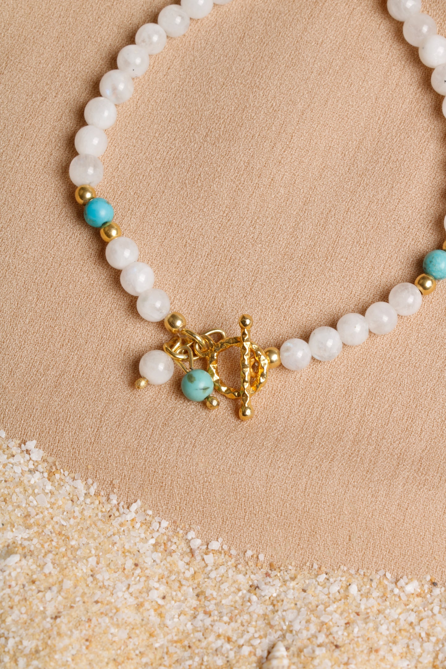 Moonstone and Turquoise Bracelet with Silver Accents