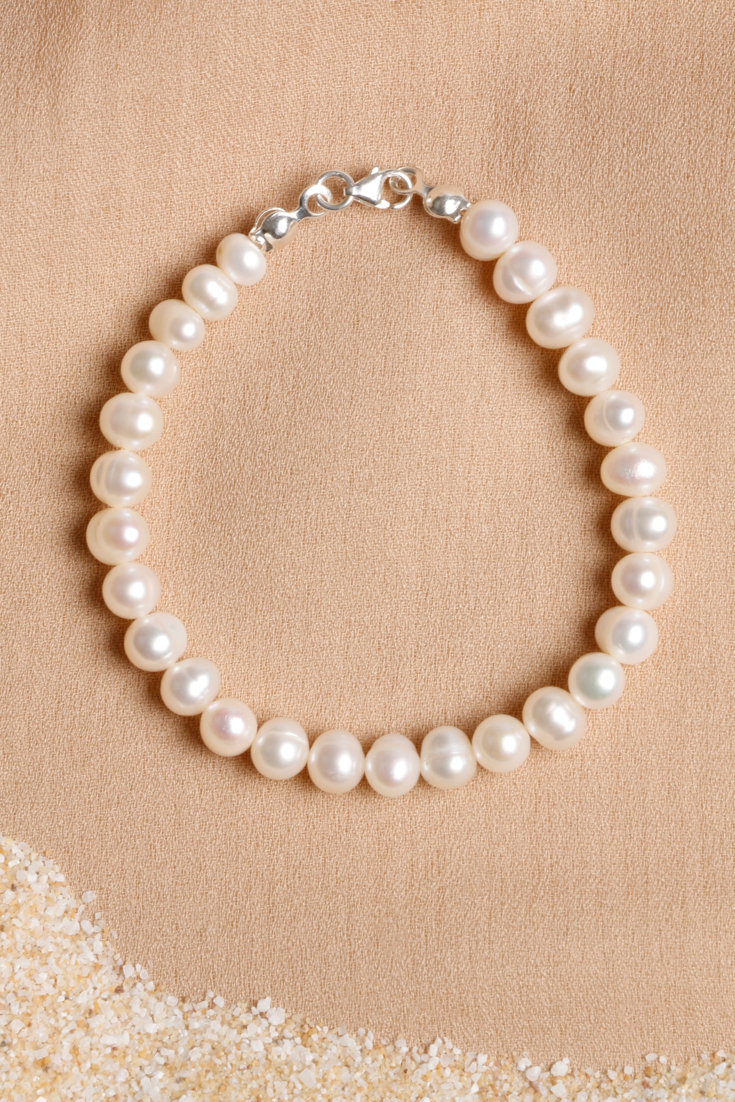 Classic 8mm Freshwater Pearl Bracelet with Silver Clasp