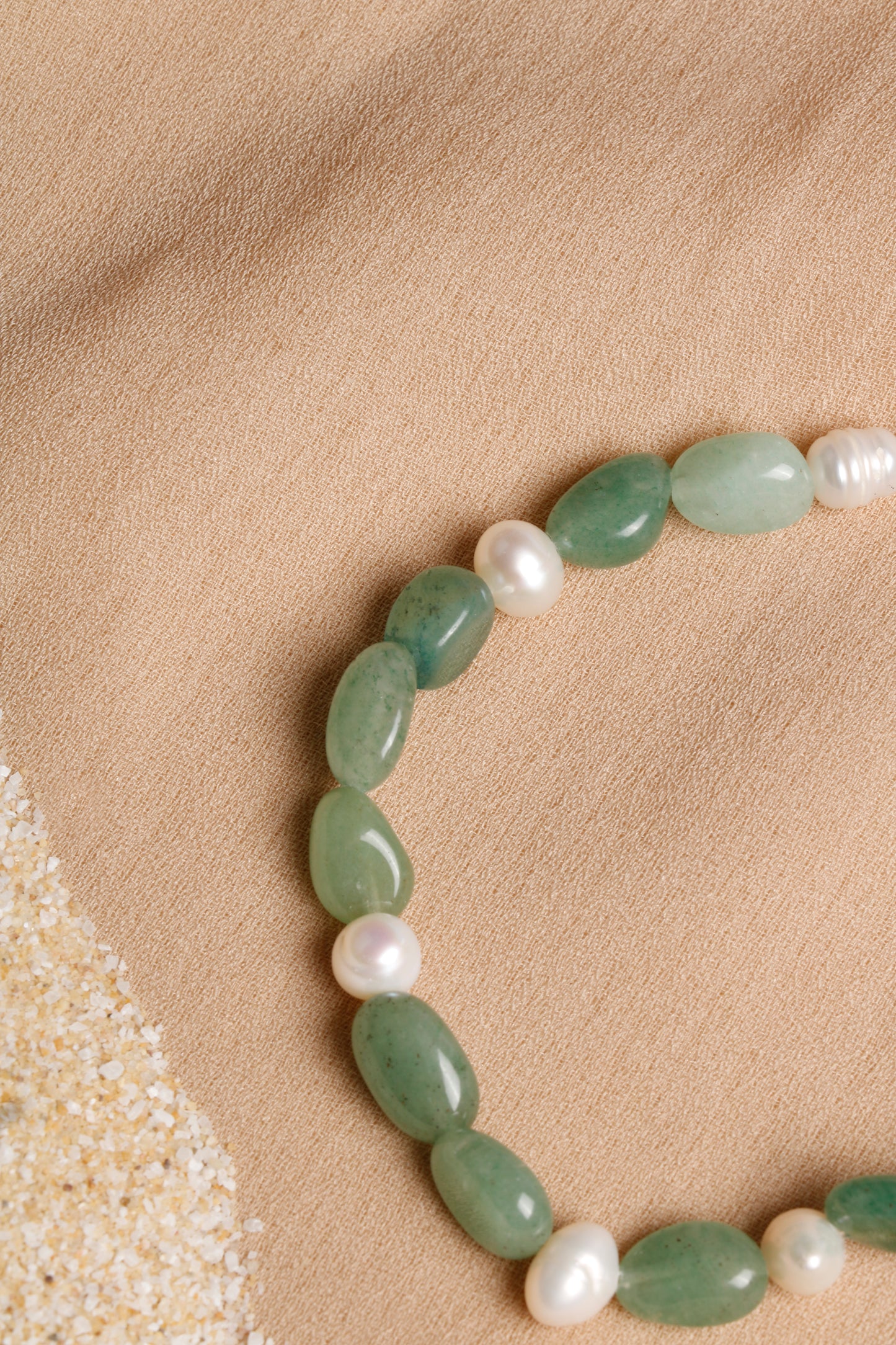 "Forest Harmony" Green Aventurine and Pearl Bracelet with Silver Clasp