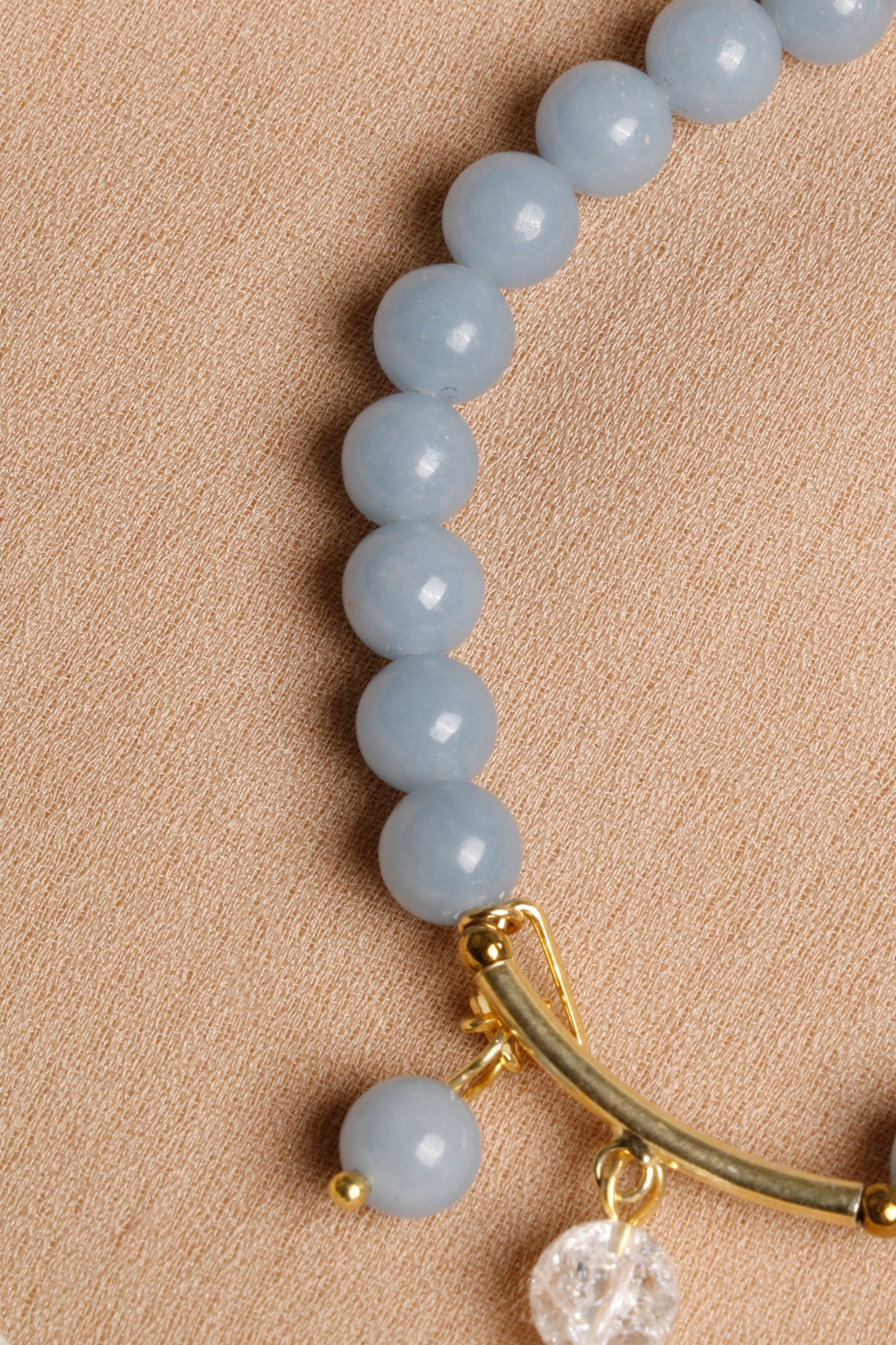 "Heavenly Calm" Angelite and Quartz Bracelet with Silver Accents