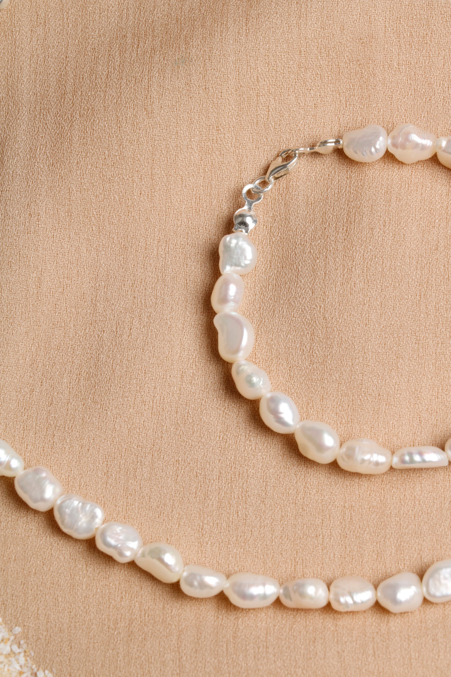 "Pure Grace" Freshwater Pearl Necklace & Bracelet Set with Silver Accents