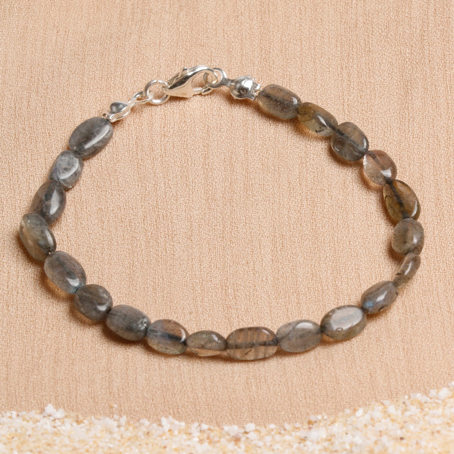 Oceanistone Labradorite Bracelet with Sterling Silver Clasp