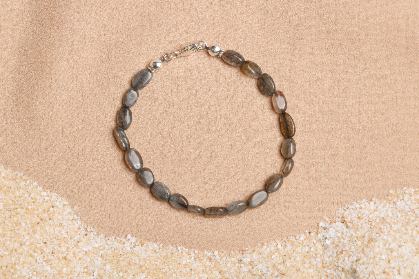 Oceanistone Labradorite Bracelet with Sterling Silver Clasp