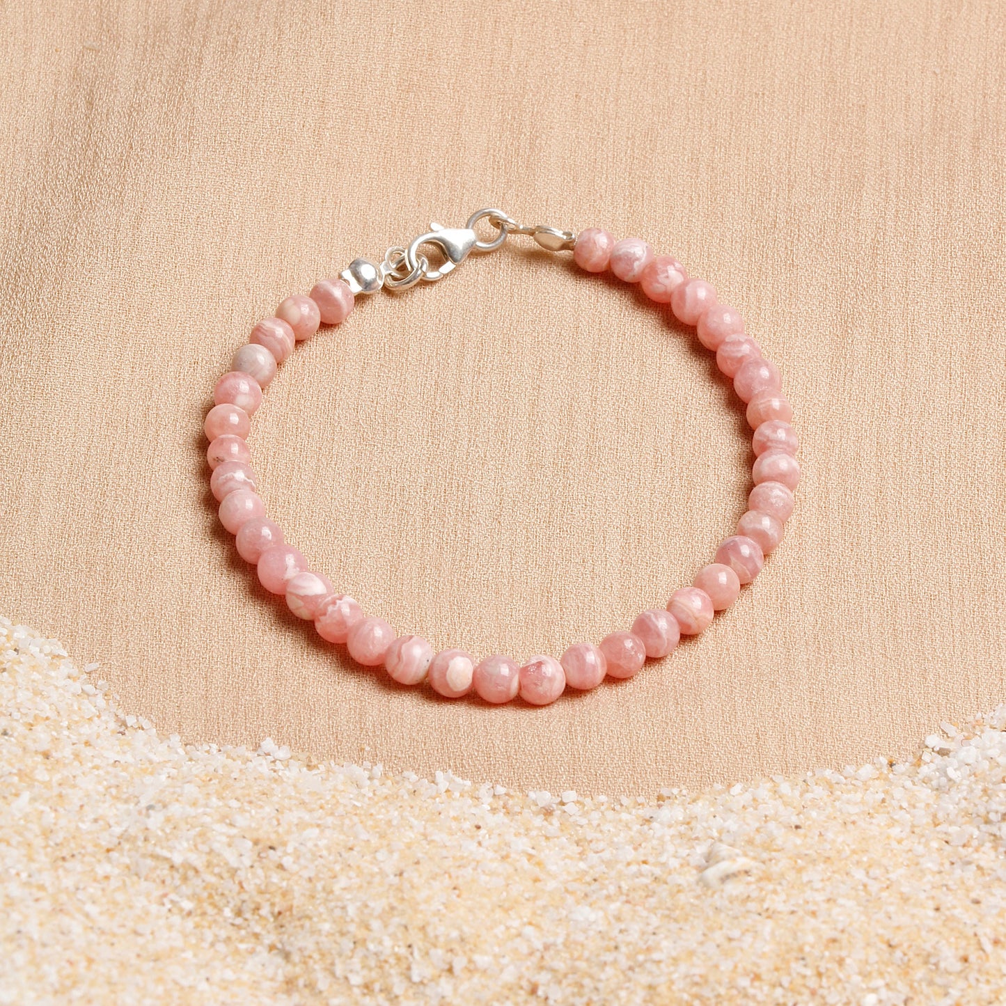 Oceanistone Rhodochrosite Bracelet with Sterling Silver Clasp