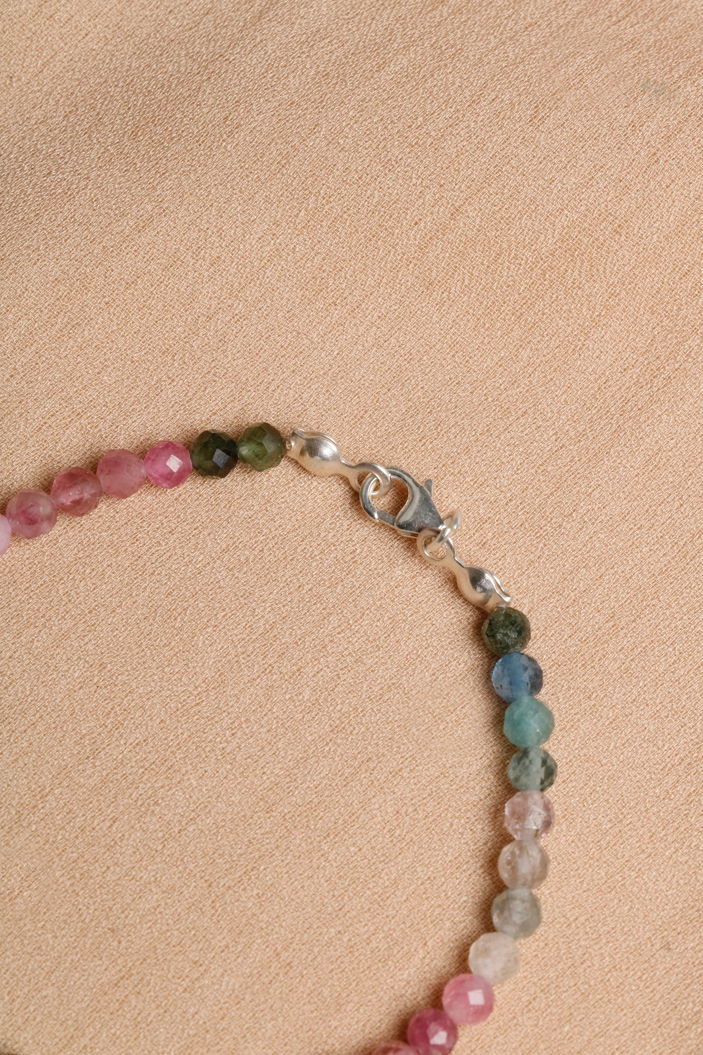 Oceanistone Multicolored Tourmaline Bracelet with Sterling Silver Clasp