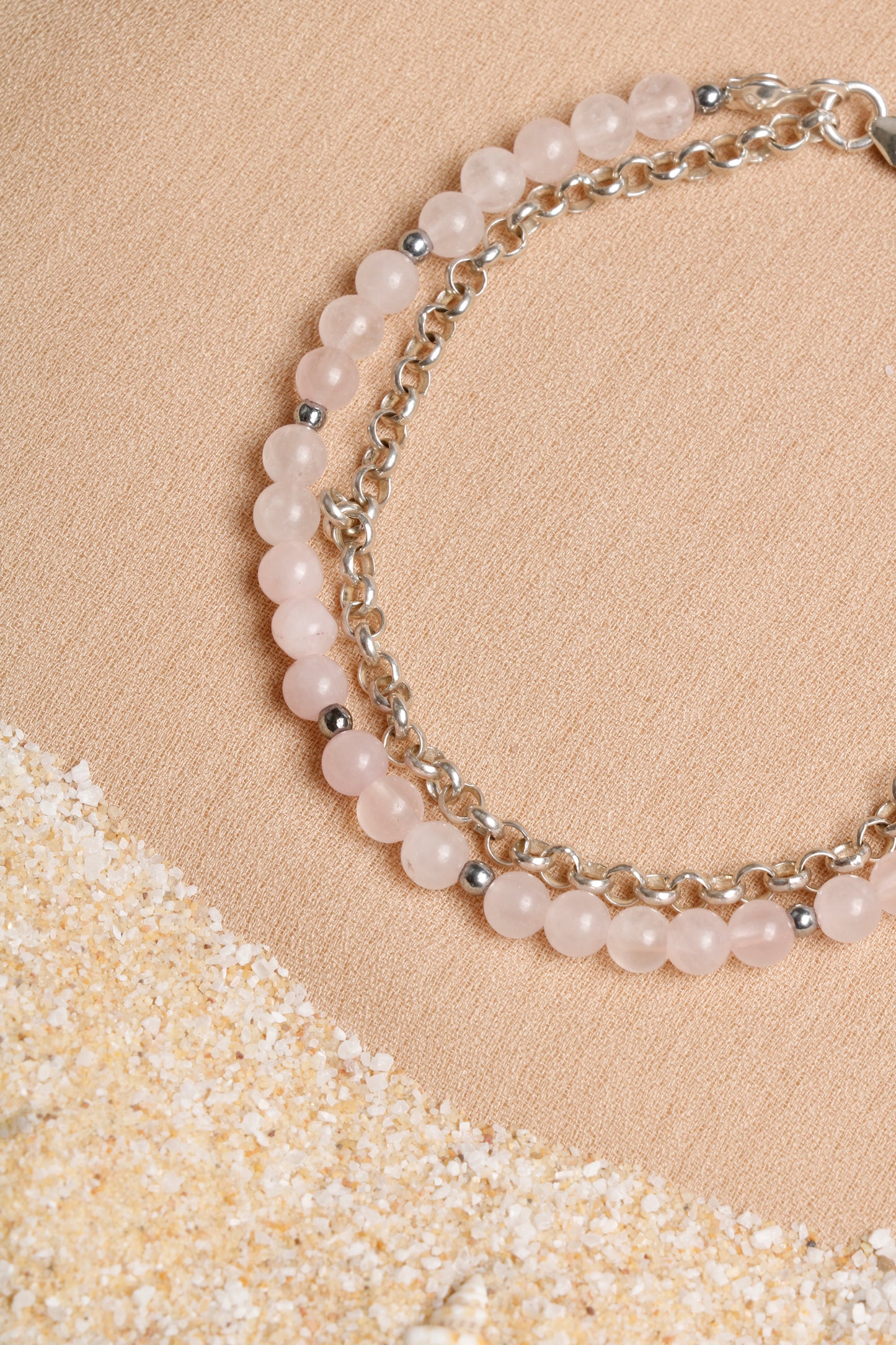 Oceanistone Rose Quartz Bracelet with Sterling Silver Clasp Product Description: