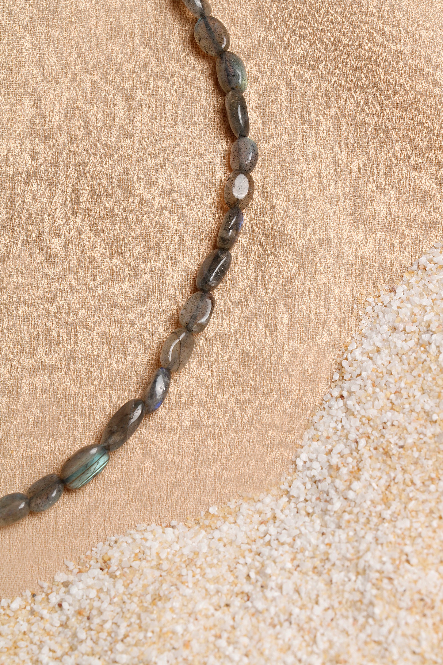 Oceanistone Natural Labradorite Necklace with Silver Clasp