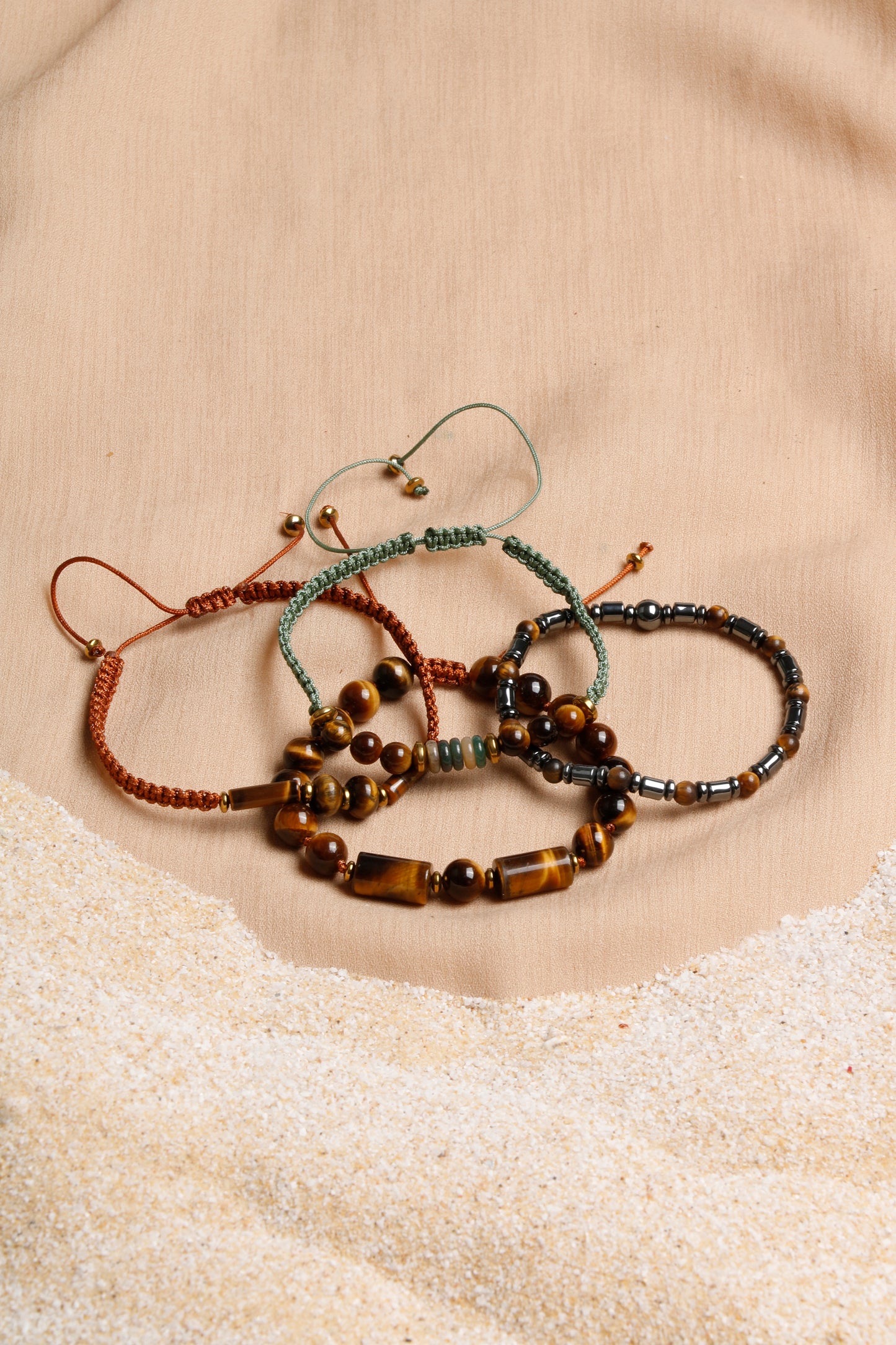 Oceanistone Men’s Bracelet Collection: Tiger Eye, Agate, and Hematite