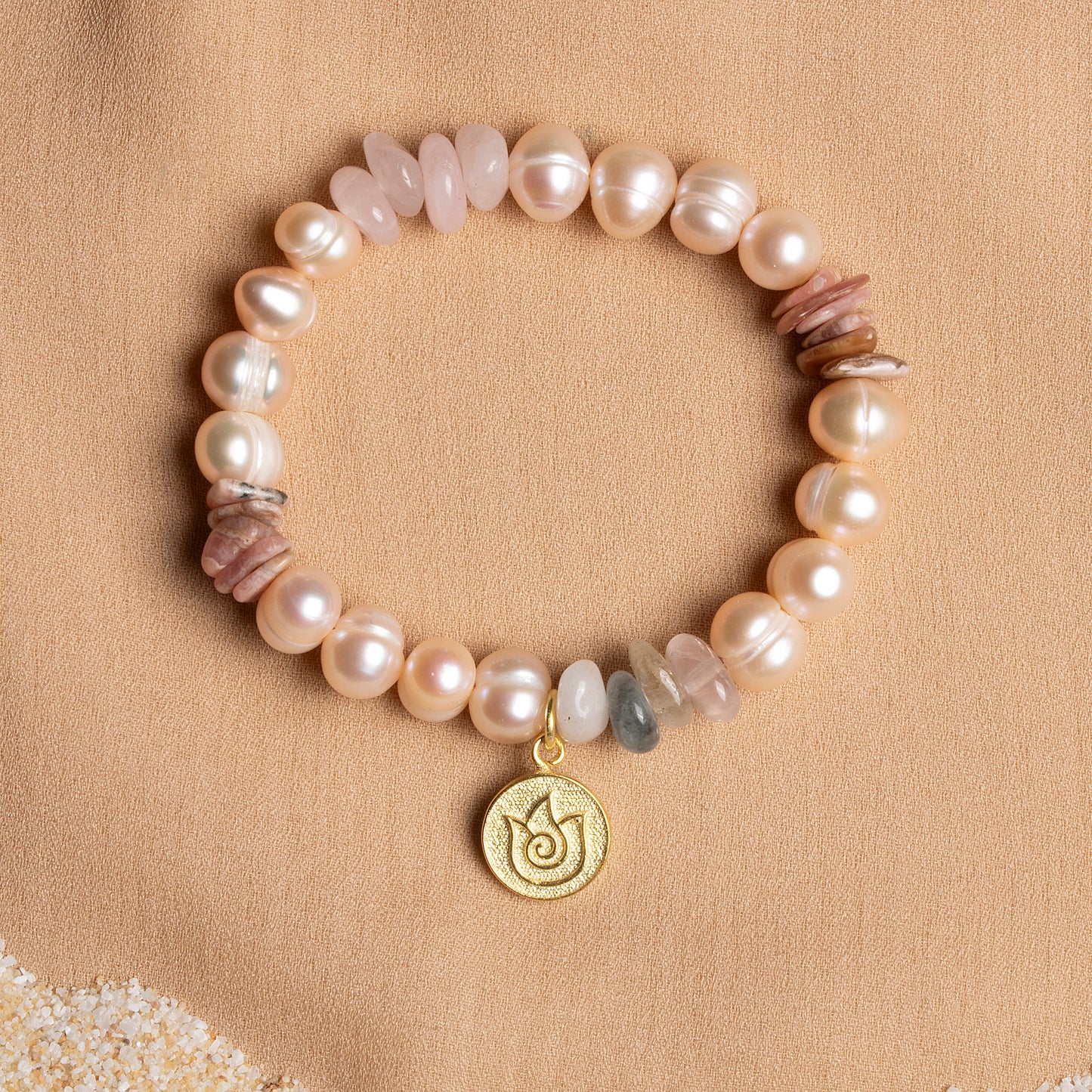 Oceanistone Bracelet with Pearl, Amethyst, Rhodochrosite, and Heliodor – Elegance with Purpose