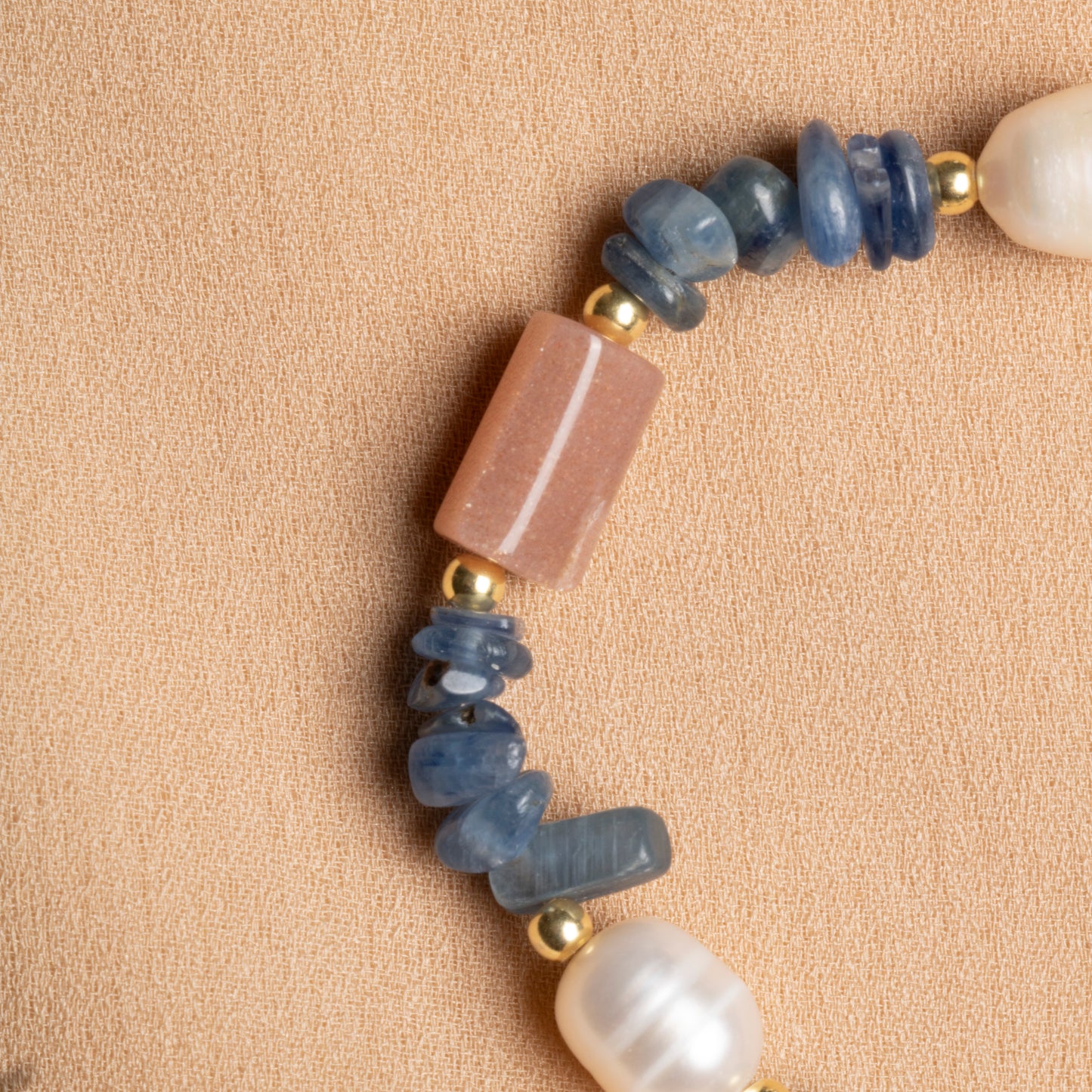 Oceanistone Bracelet with Pearl, Sunstone, and Kyanite – A Harmony of Elegance and Energy