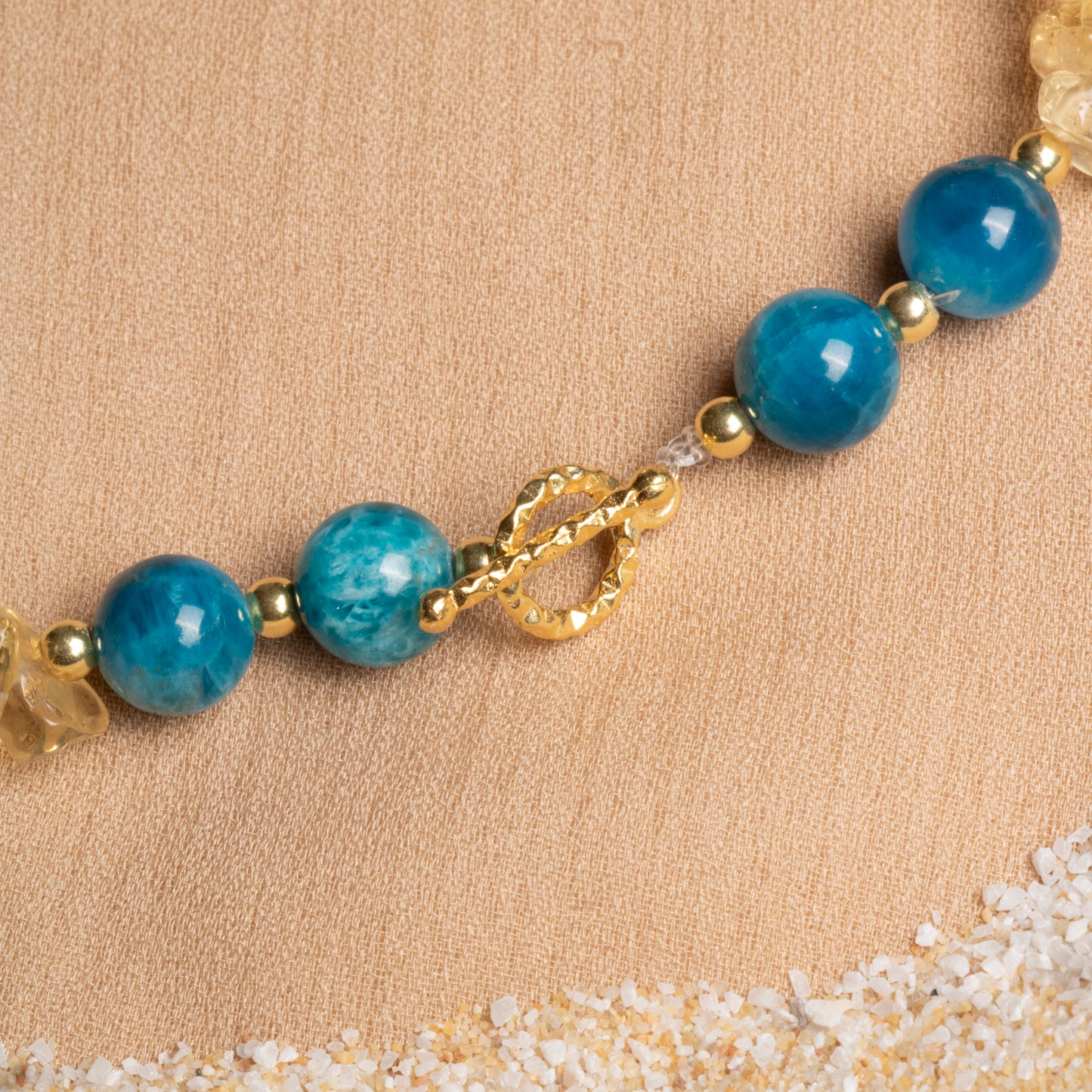 Citrine, Chalcedony, and Apatite Necklace with Sterling Silver Details – Oceanistone Collection