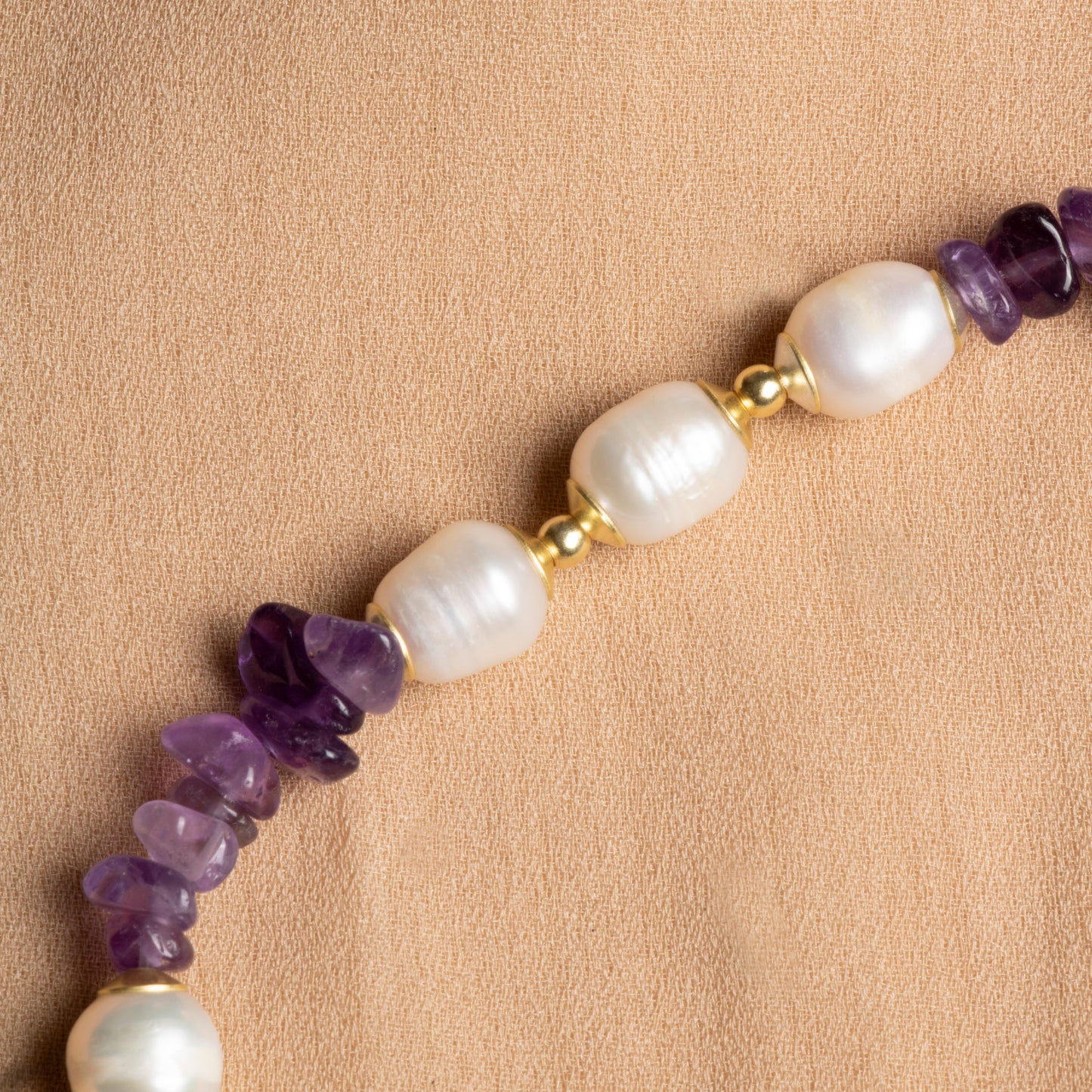 Amethyst and Pearl Necklace with Sterling Silver Clasp – Oceanistone Collection
