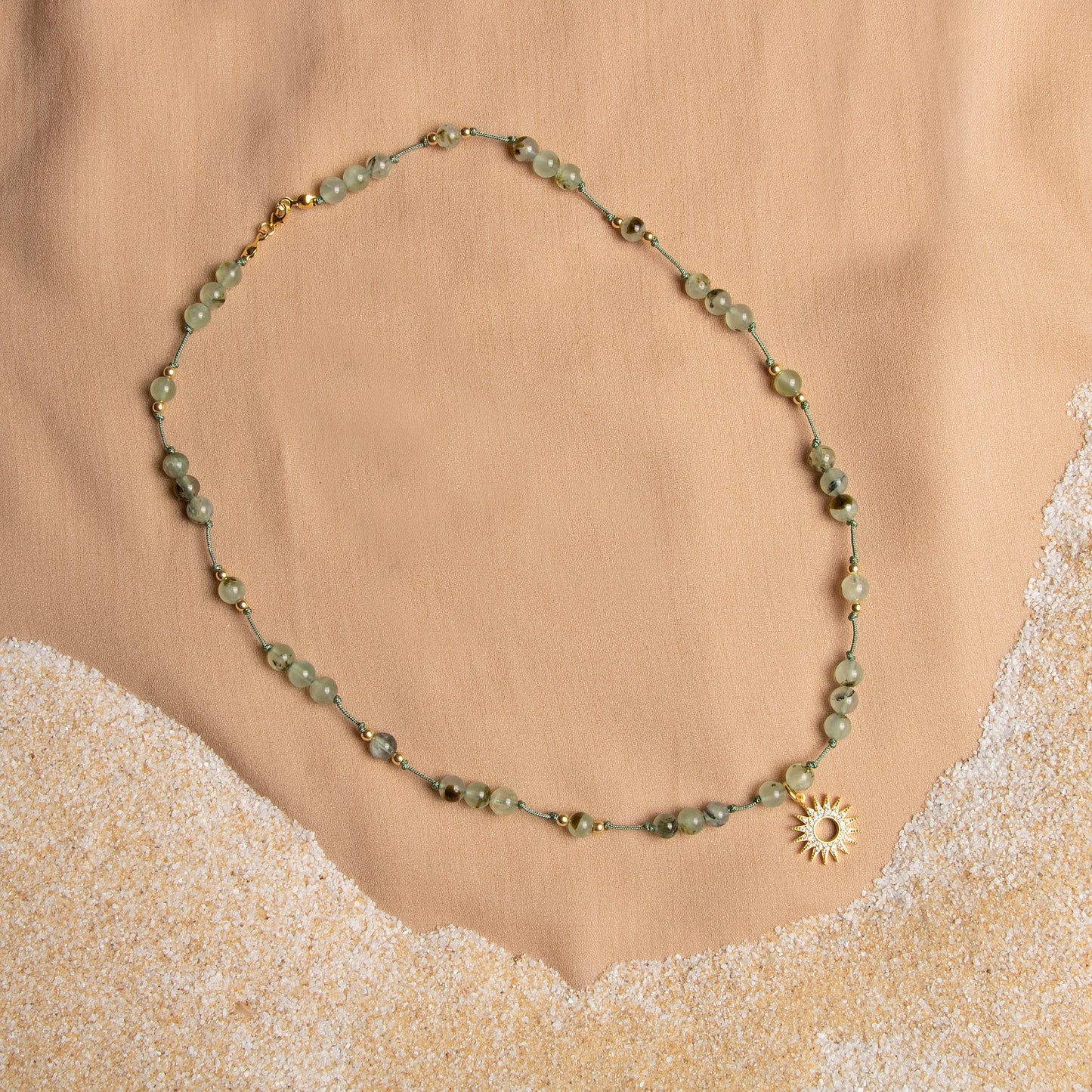 Prehnite Necklace with Sterling Silver Sun Pendant – Oceanistone Collection