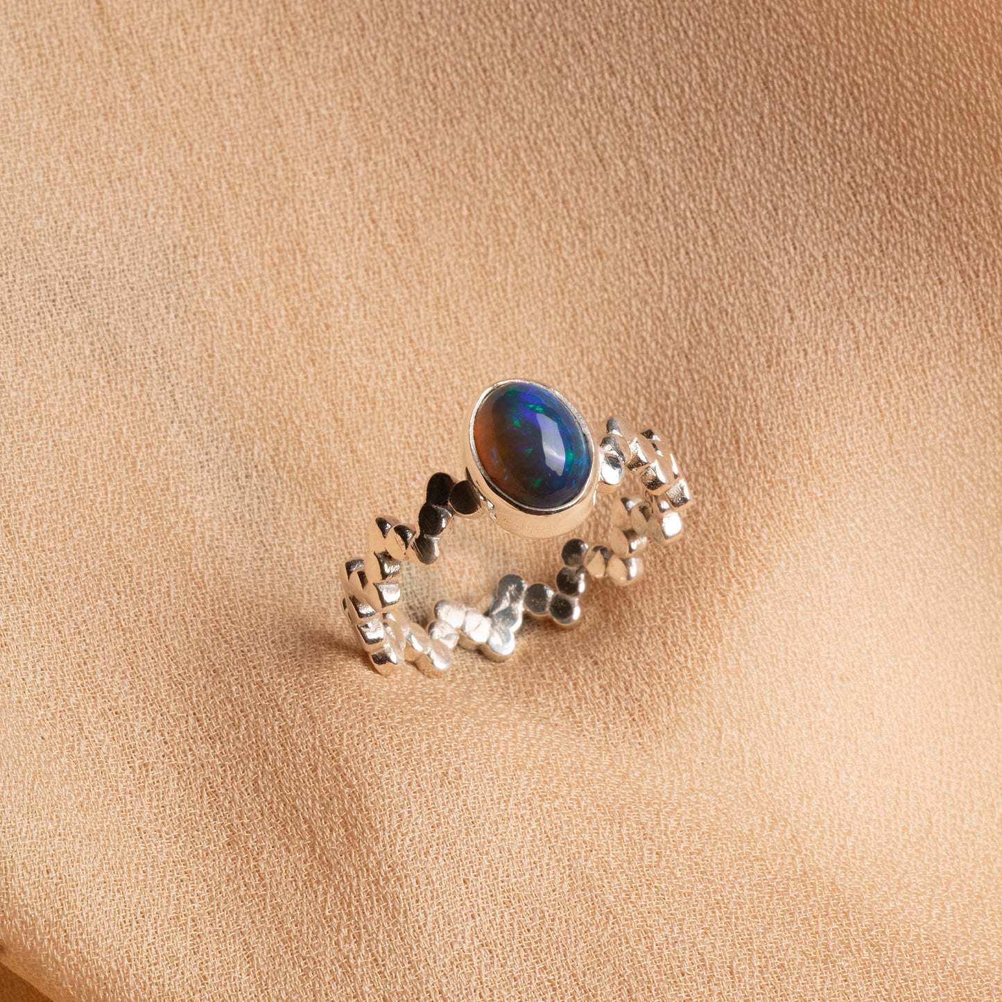 Mystical Opal Sterling Silver Ring – Radiant Elegance