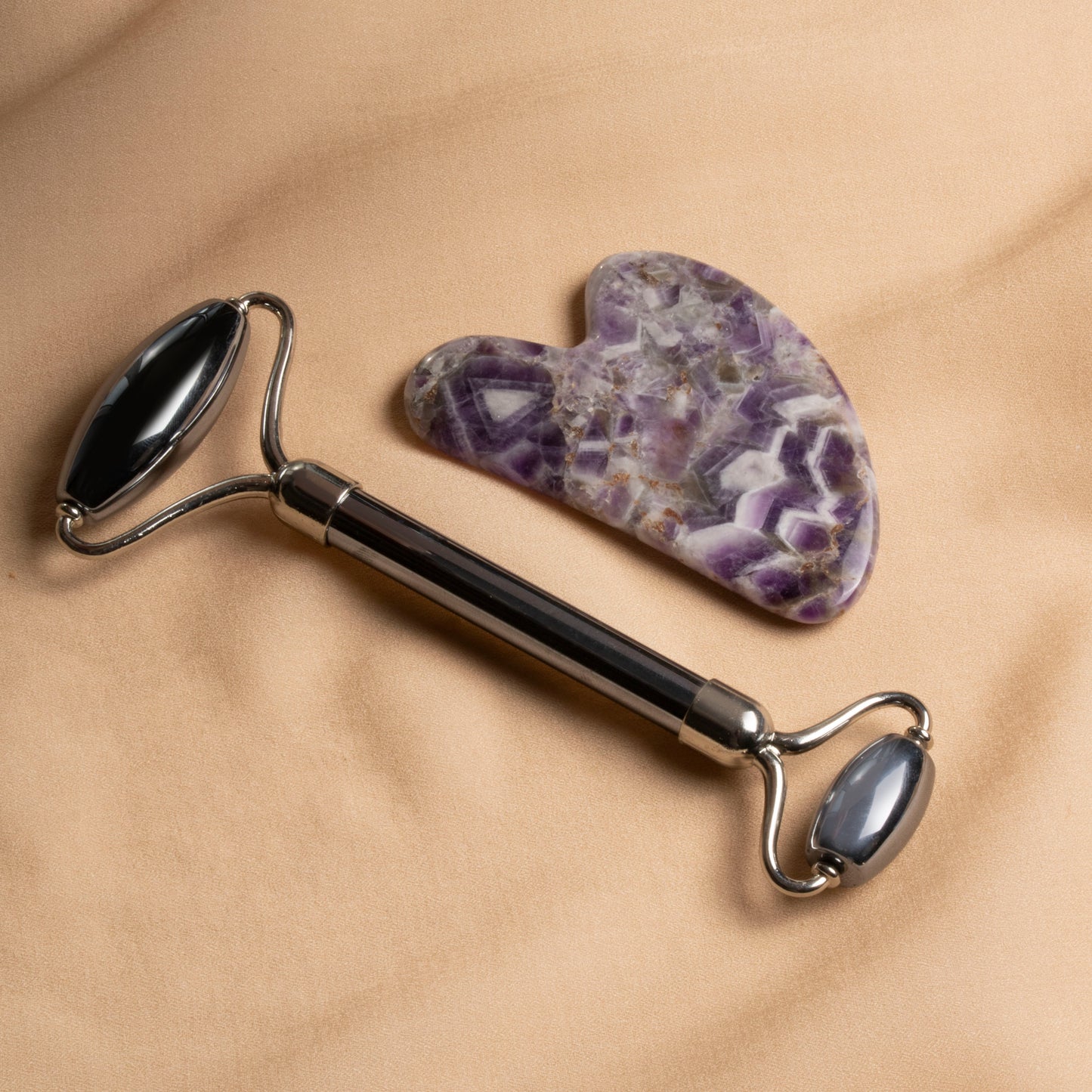 Terahertz Roller & Amethyst Heart-Shaped Gua Sha Massage Set