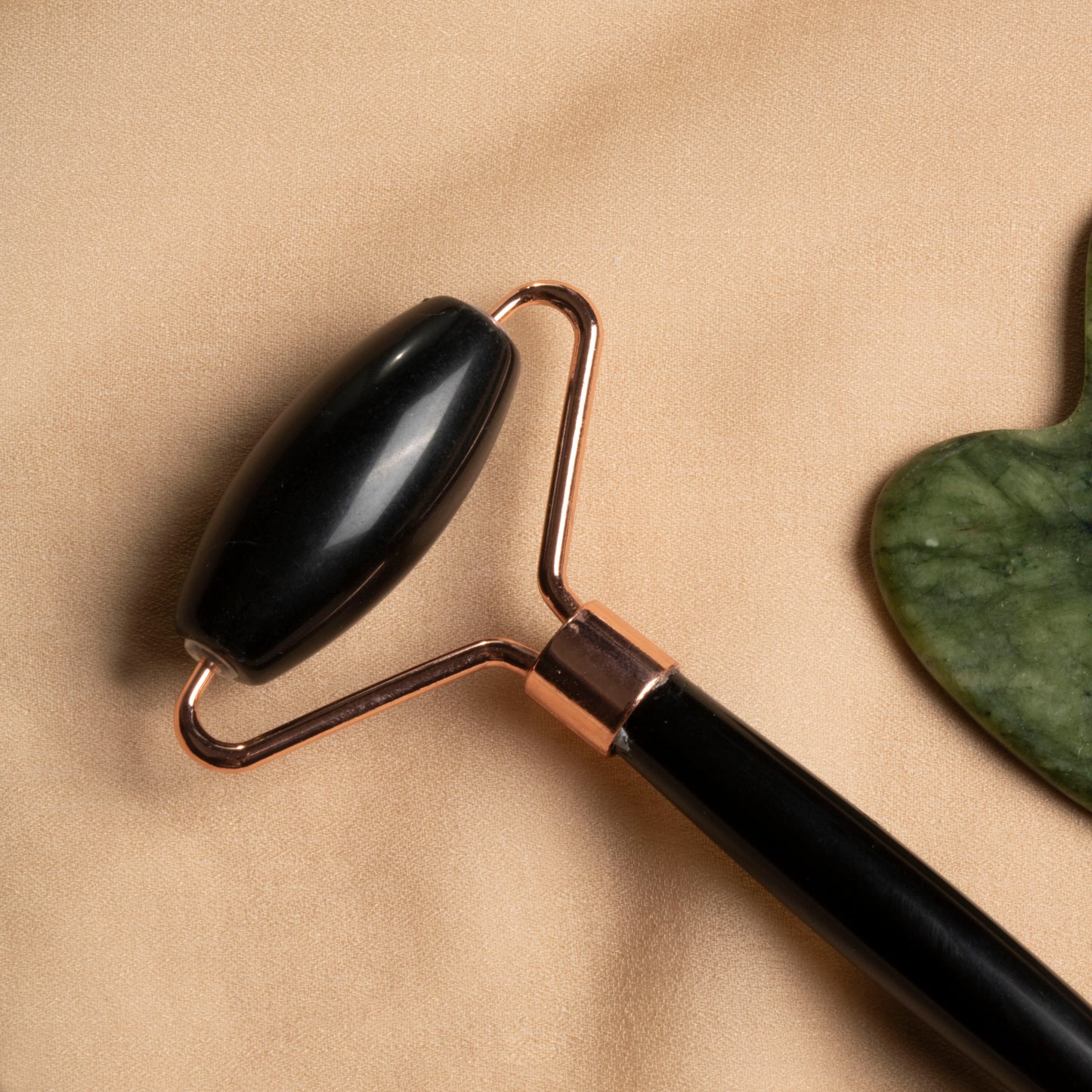 Obsidian Roller & Jade Heart-Shaped Gua Sha Massage Set