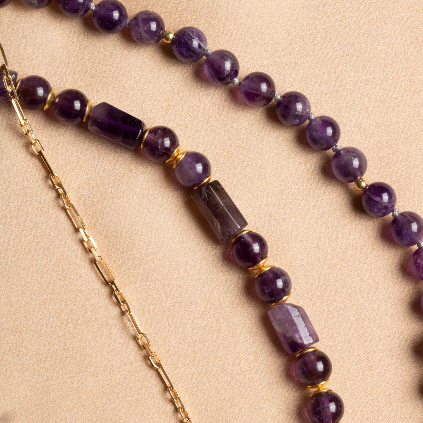 Triple Amethyst Necklace Set – Elegance & Spiritual Harmony