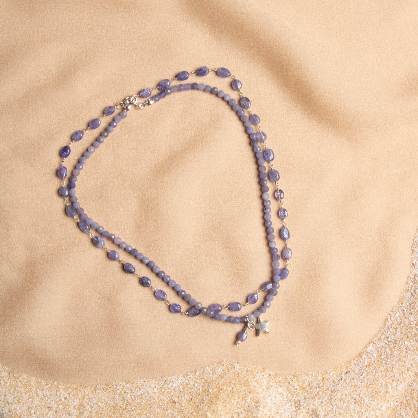Tanzanite Double Necklace Set – The Signature of Elegance with Silver Accessories
