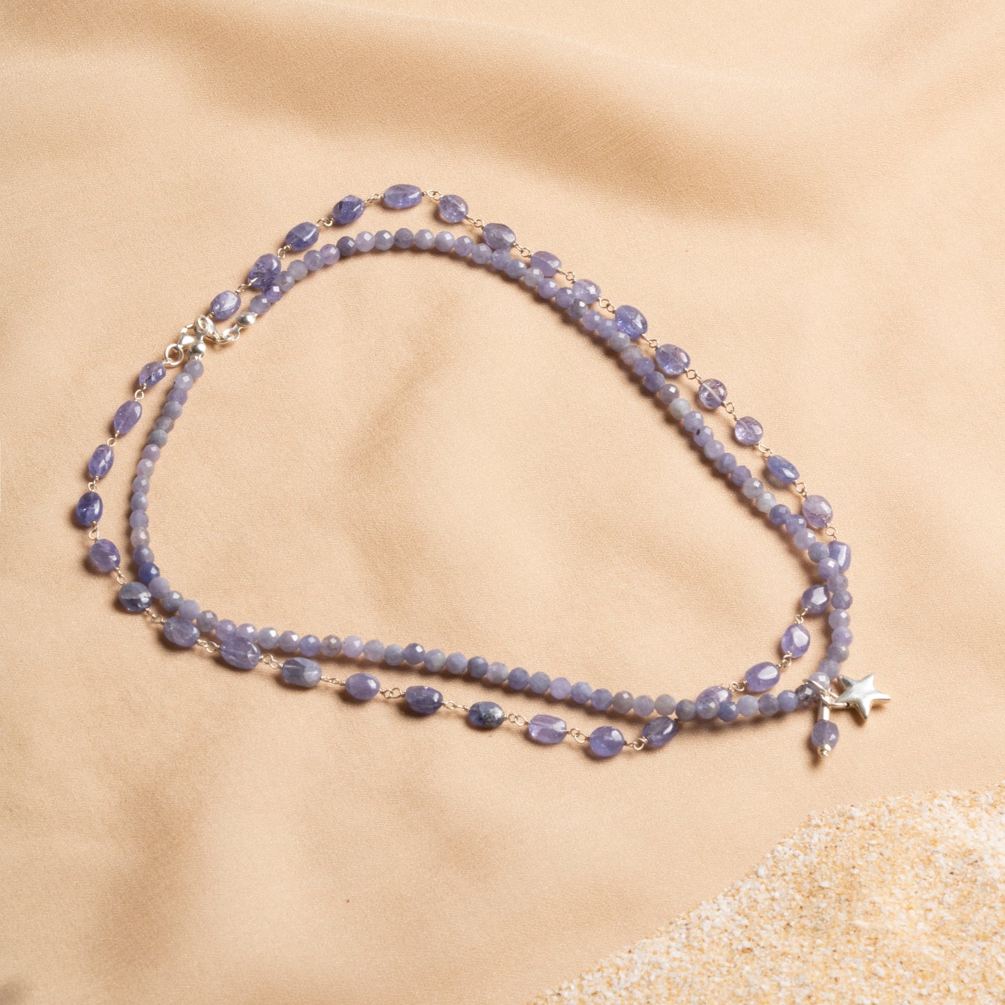 Tanzanite Double Necklace Set – The Signature of Elegance with Silver Accessories