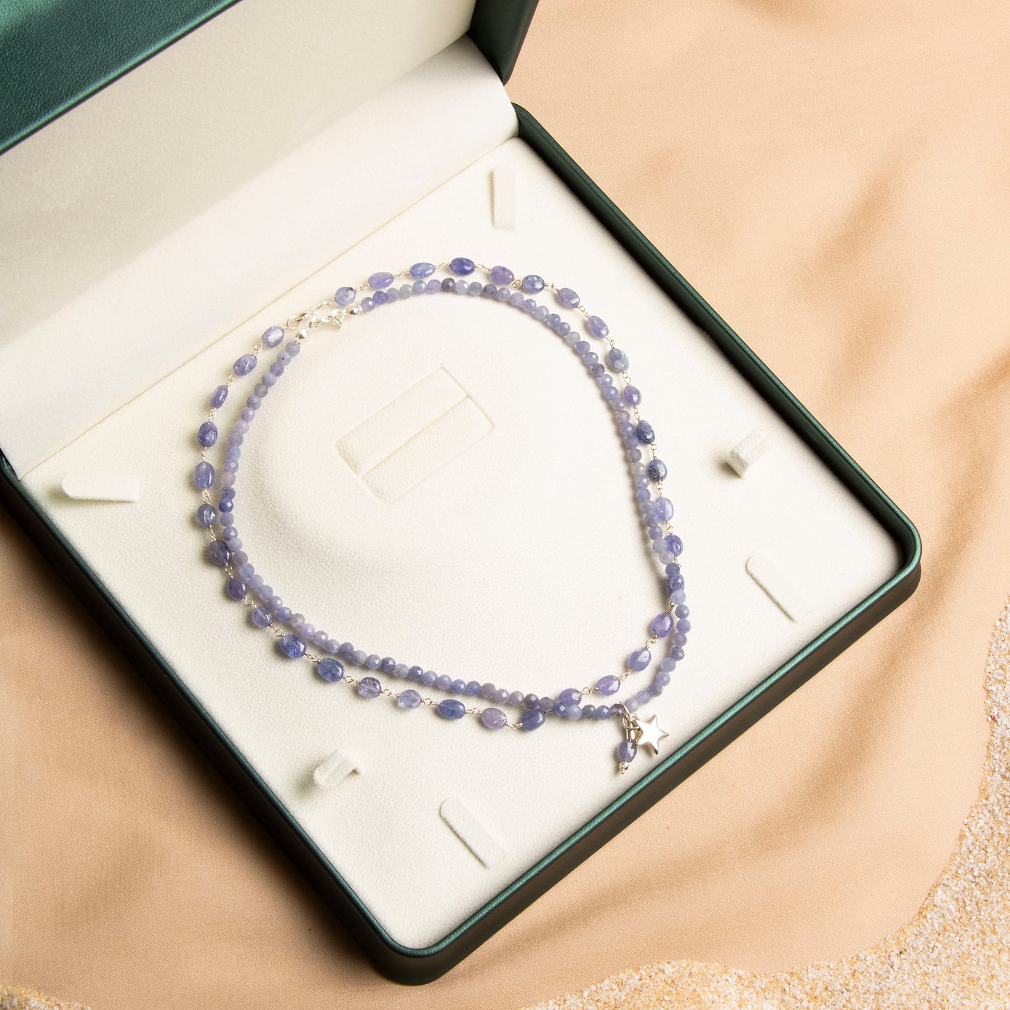 Tanzanite Double Necklace Set – The Signature of Elegance with Silver Accessories