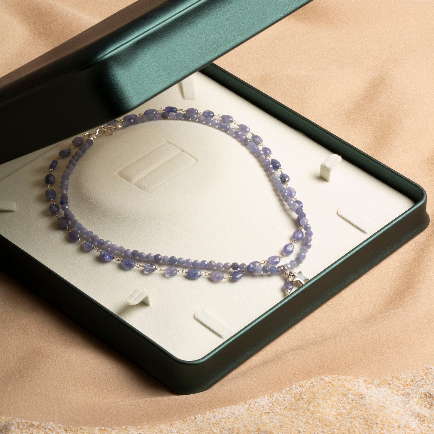 Tanzanite Double Necklace Set – The Signature of Elegance with Silver Accessories