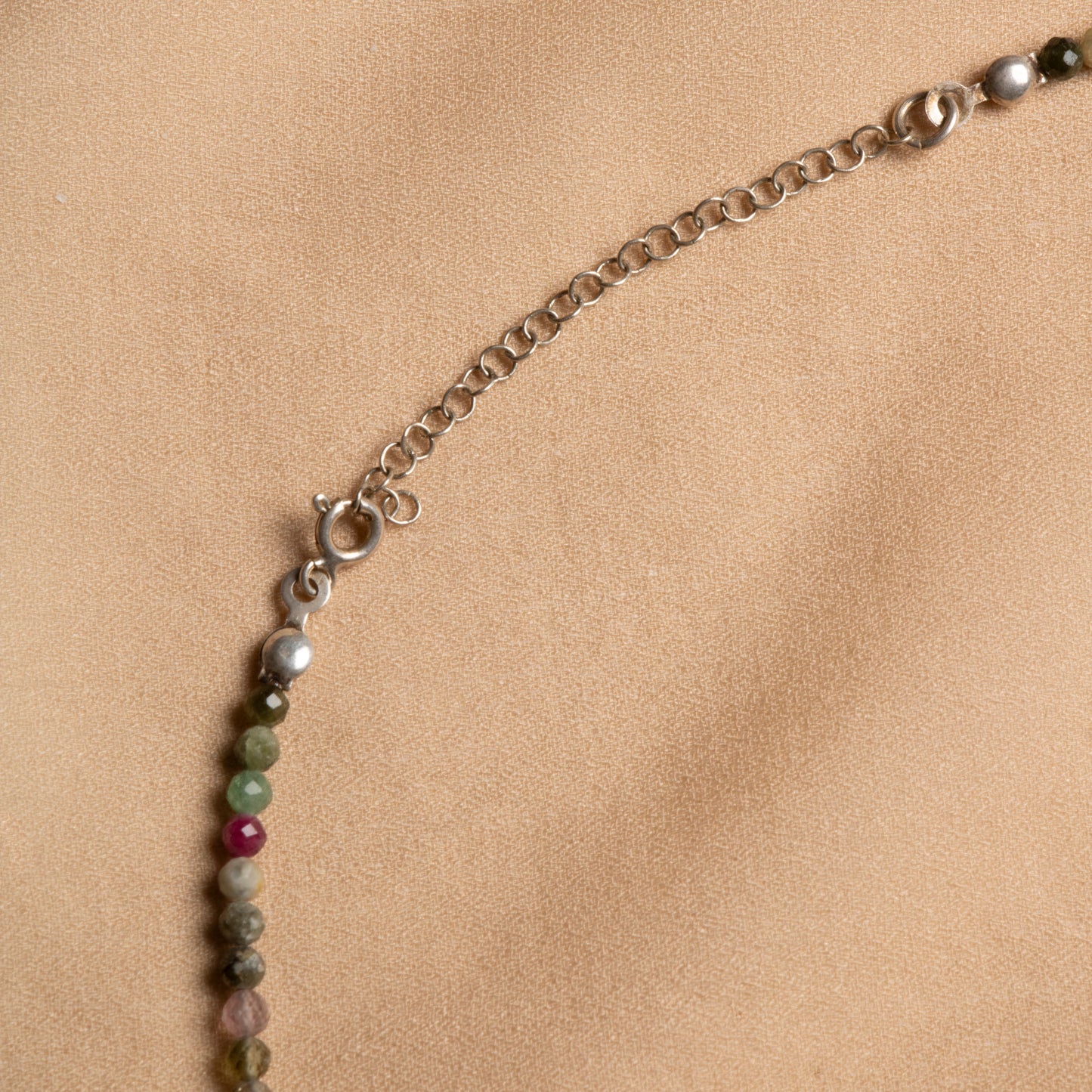 Elegant 3-4mm Tourmaline Necklace with Sterling Silver Accents