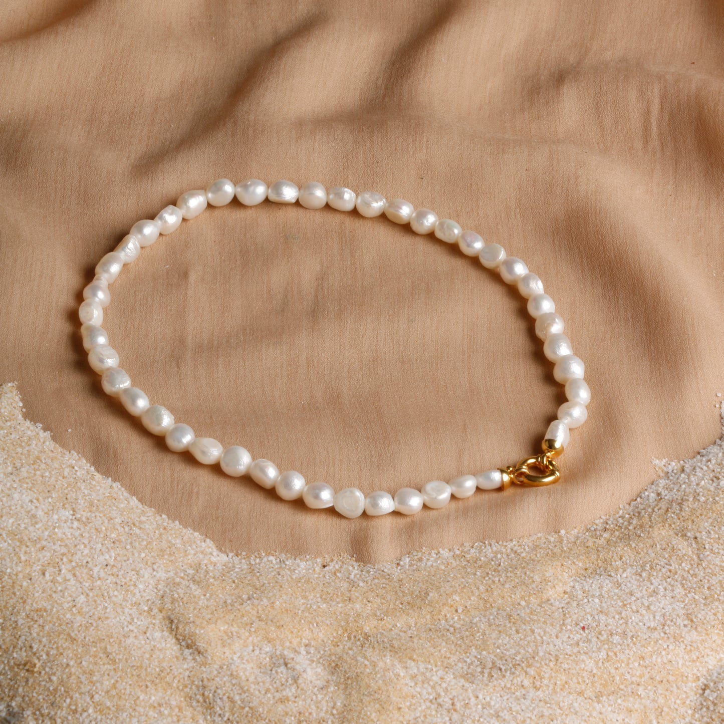Oceanistone Genuine Freshwater Pearl Necklace with Sterling Silver Clasp