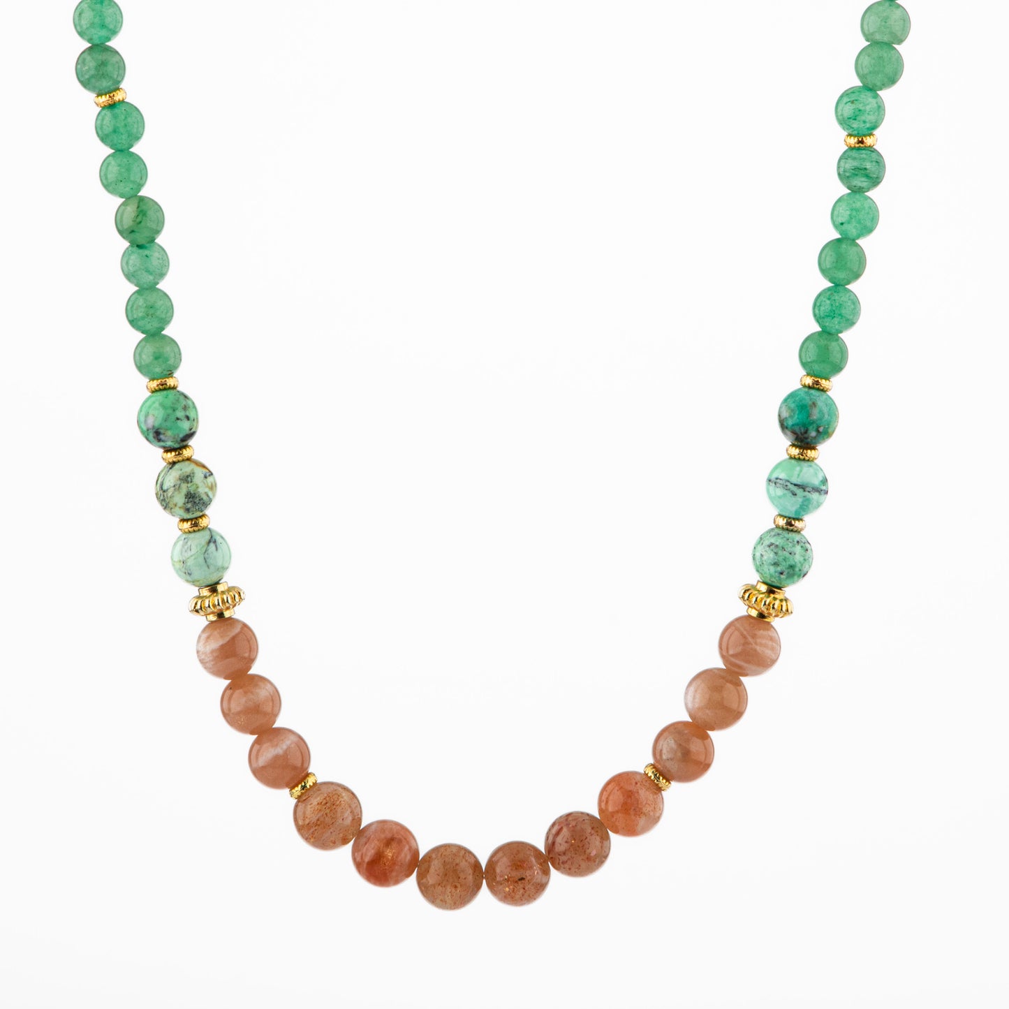 Sunstone, Turquoise and Aventurine Natural Stone Necklace