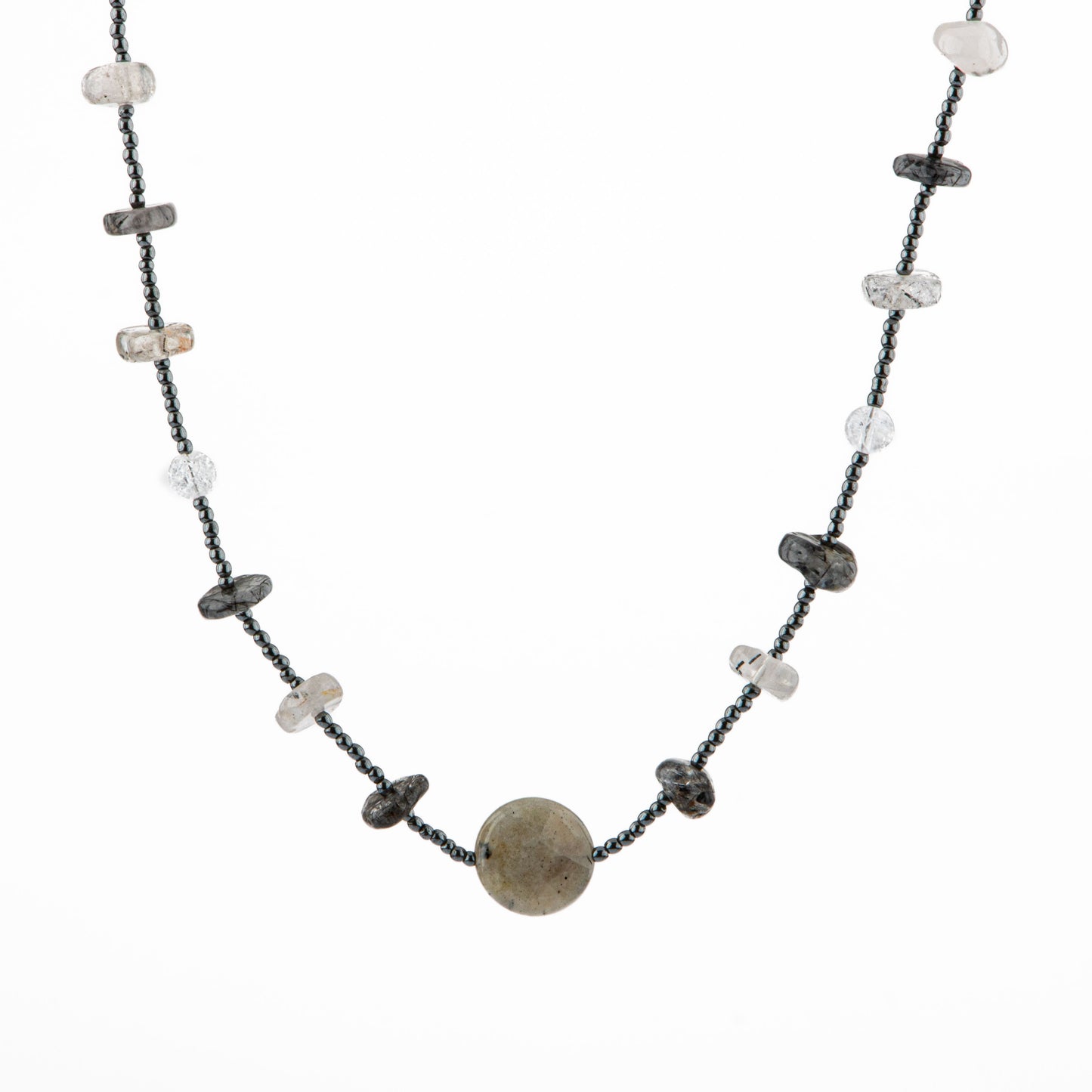 Labradorite, Rutile Quartz Natural Stone Necklace