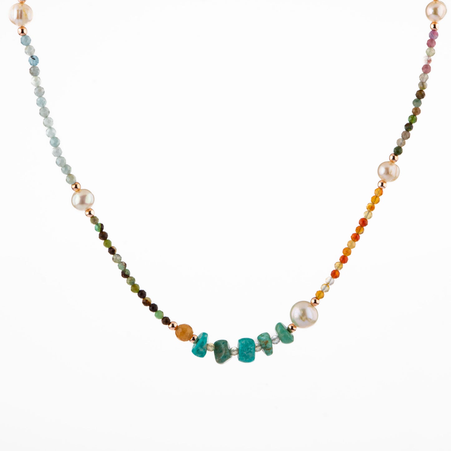 Turquoise, Pearl, Aquamarine Natural Stone Necklace