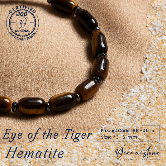 Tiger Eye and Hematite Bracelet with Macrame Closure