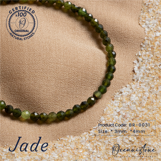 Jade Bracelet with Silver Clasp 3 4 MM