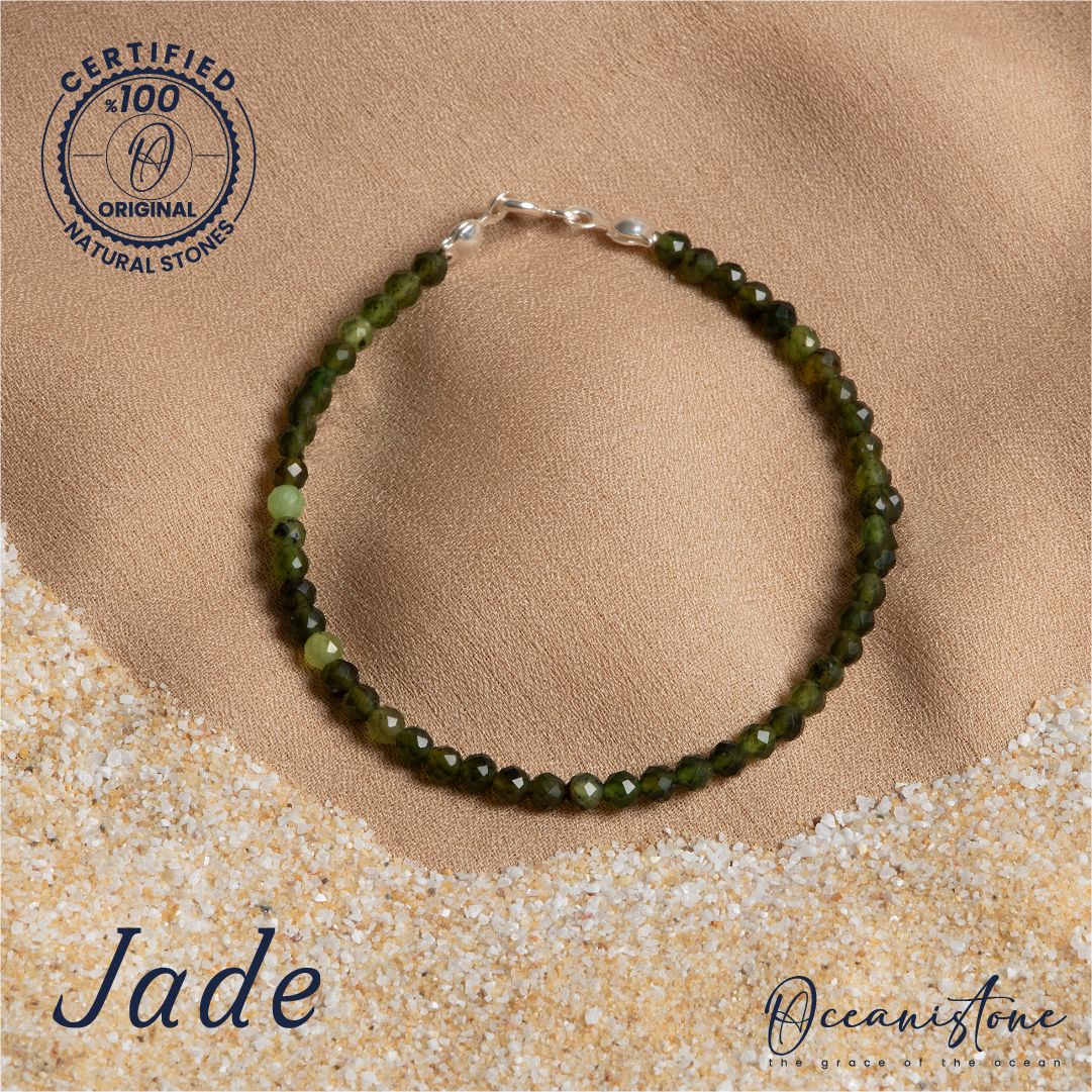 Jade Bracelet with Silver Clasp 3 4 MM