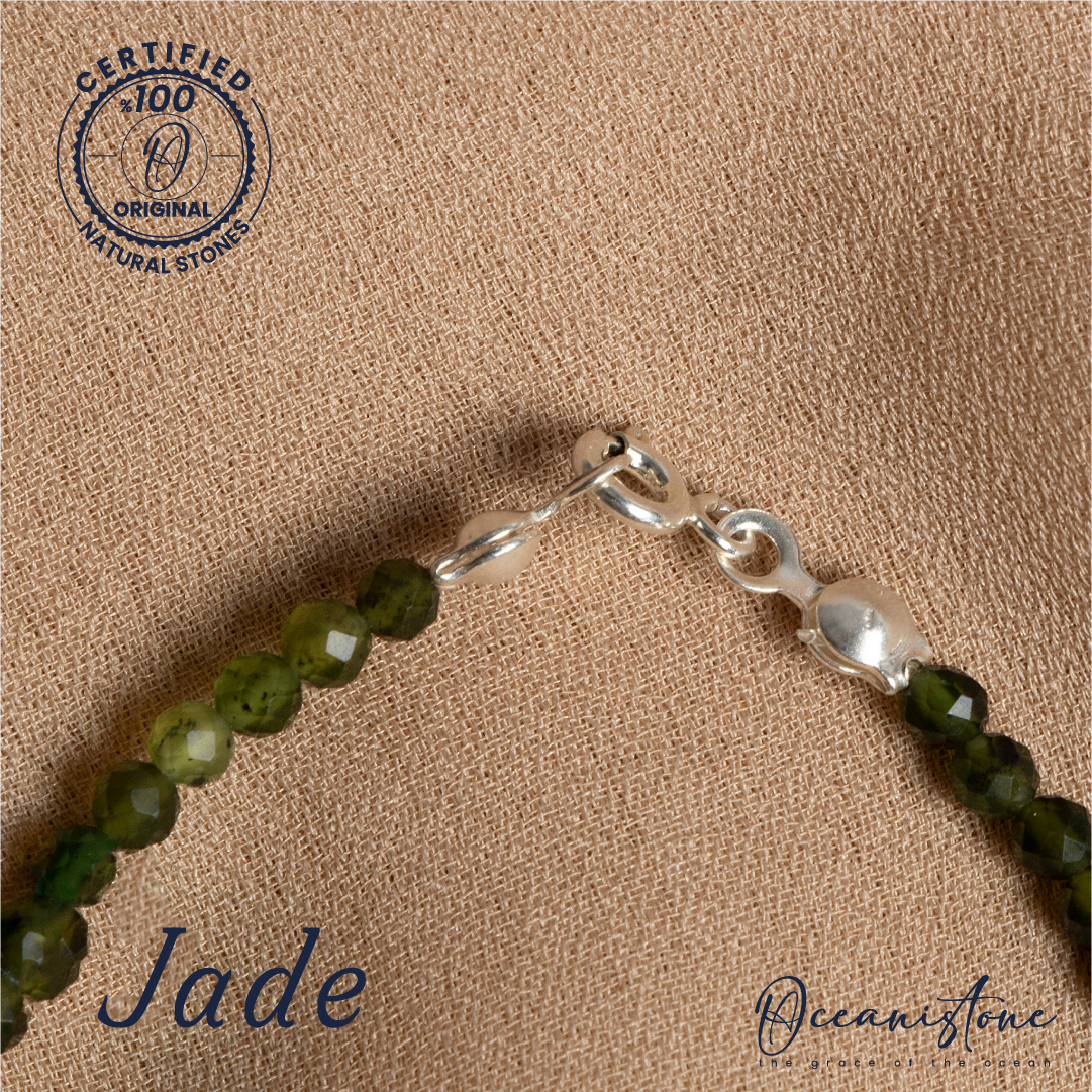 Jade Bracelet with Silver Clasp 3 4 MM