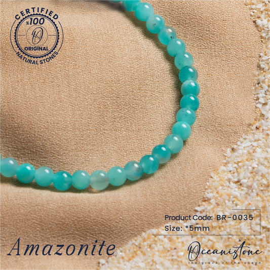 Amazonite Bracelet with Silver Clasp 3 4 mm