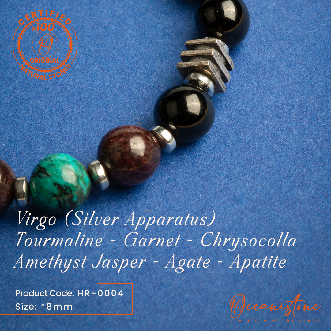 Virgo (Silver Apparatus) - Tourmaline, Garnet, Chrysocolla, Amethyst, Jasper, Agate, Apatite