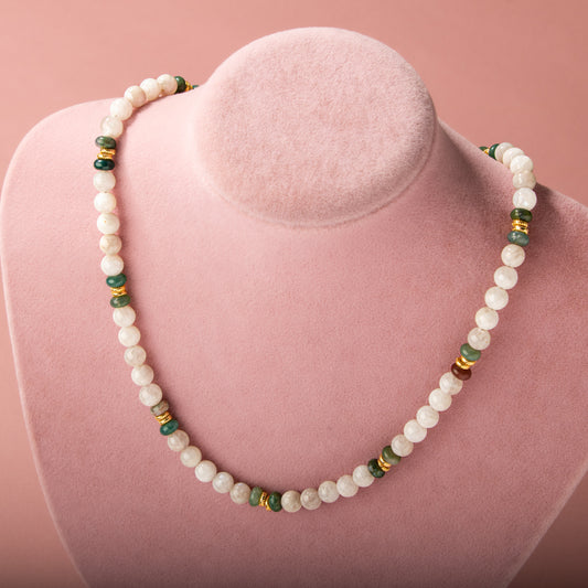 Moonstone, Jade, Agate Natural Stone Necklace