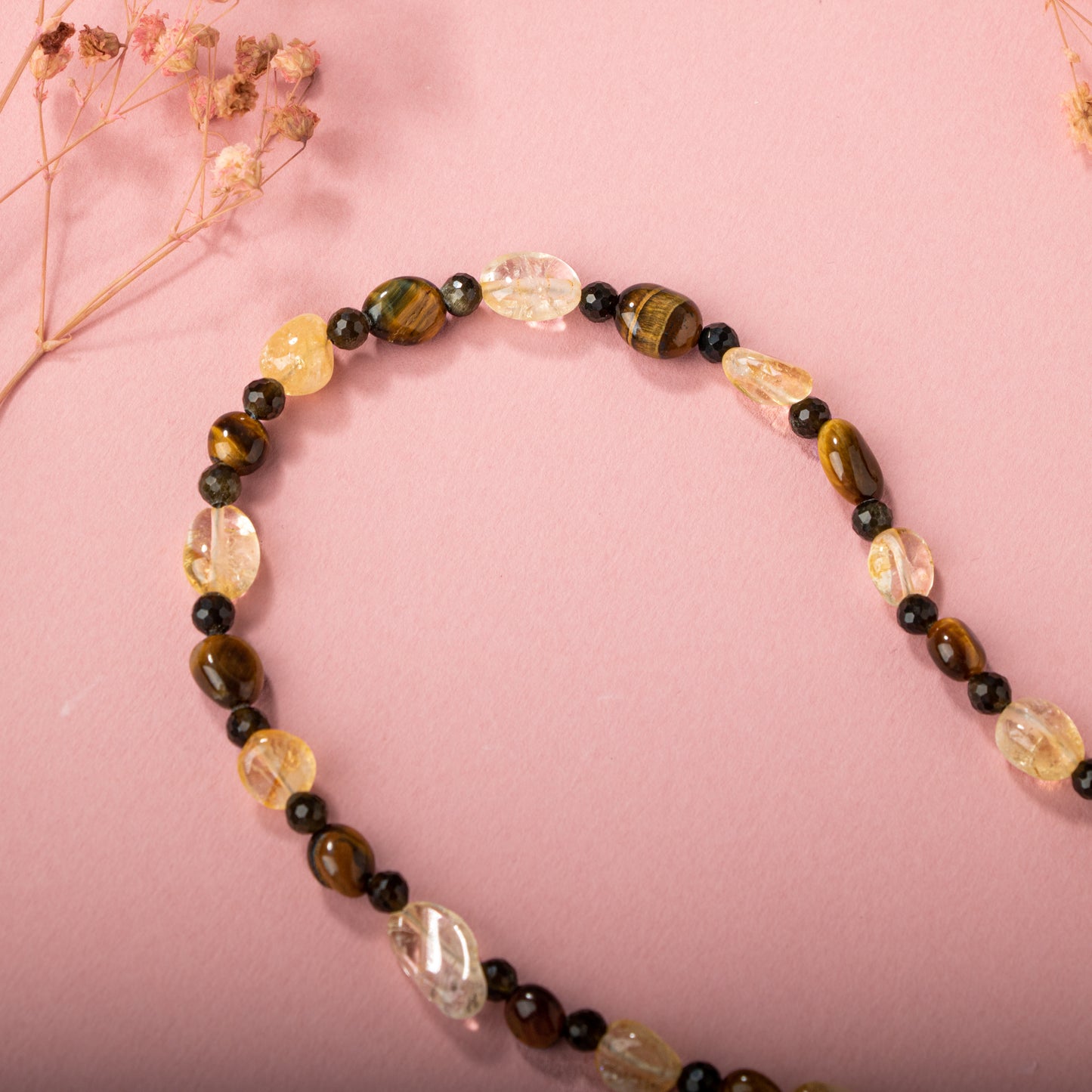 Citrine and Tiger Eye Natural Stone Necklace