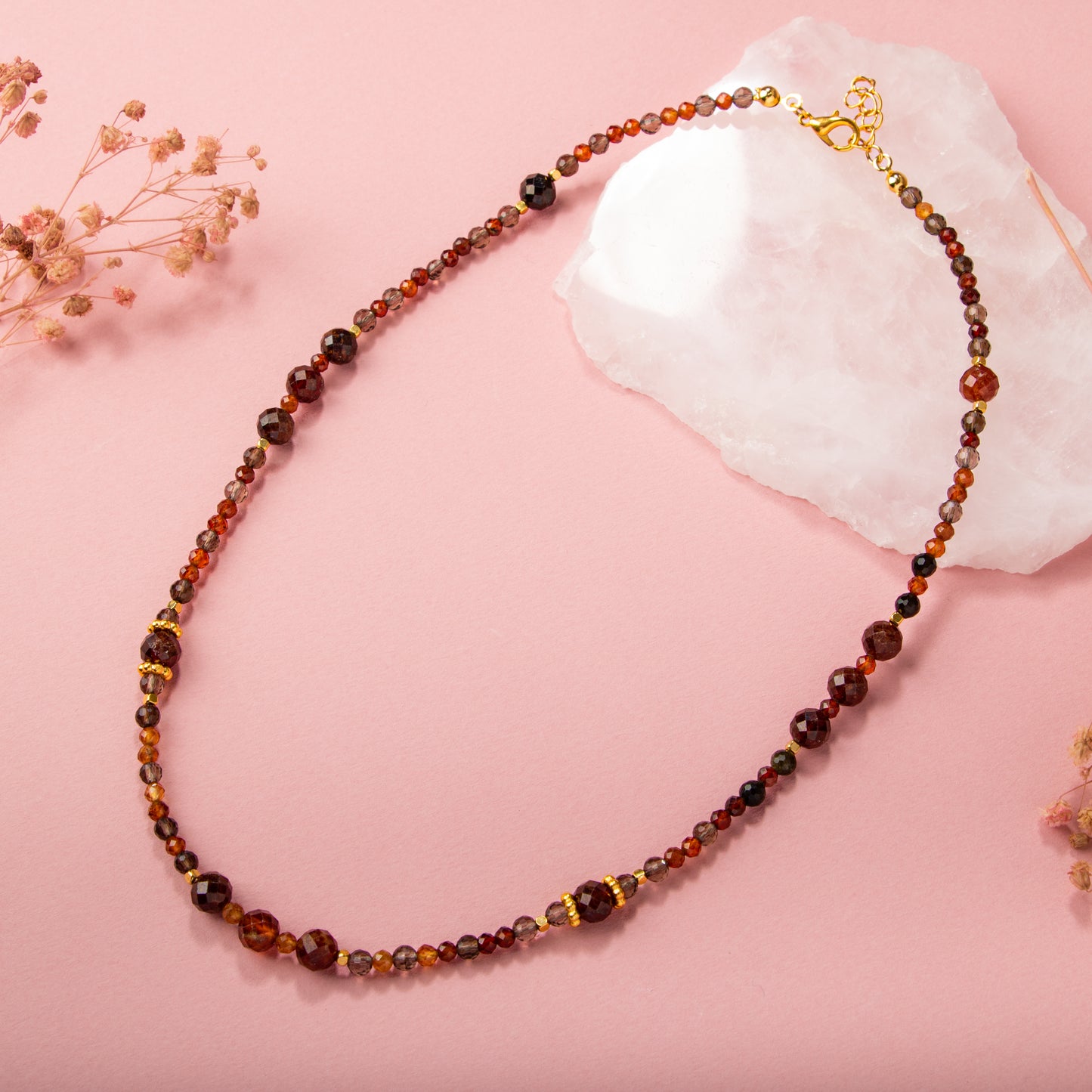 Agate Smoky Quartz Natural Stone Necklace